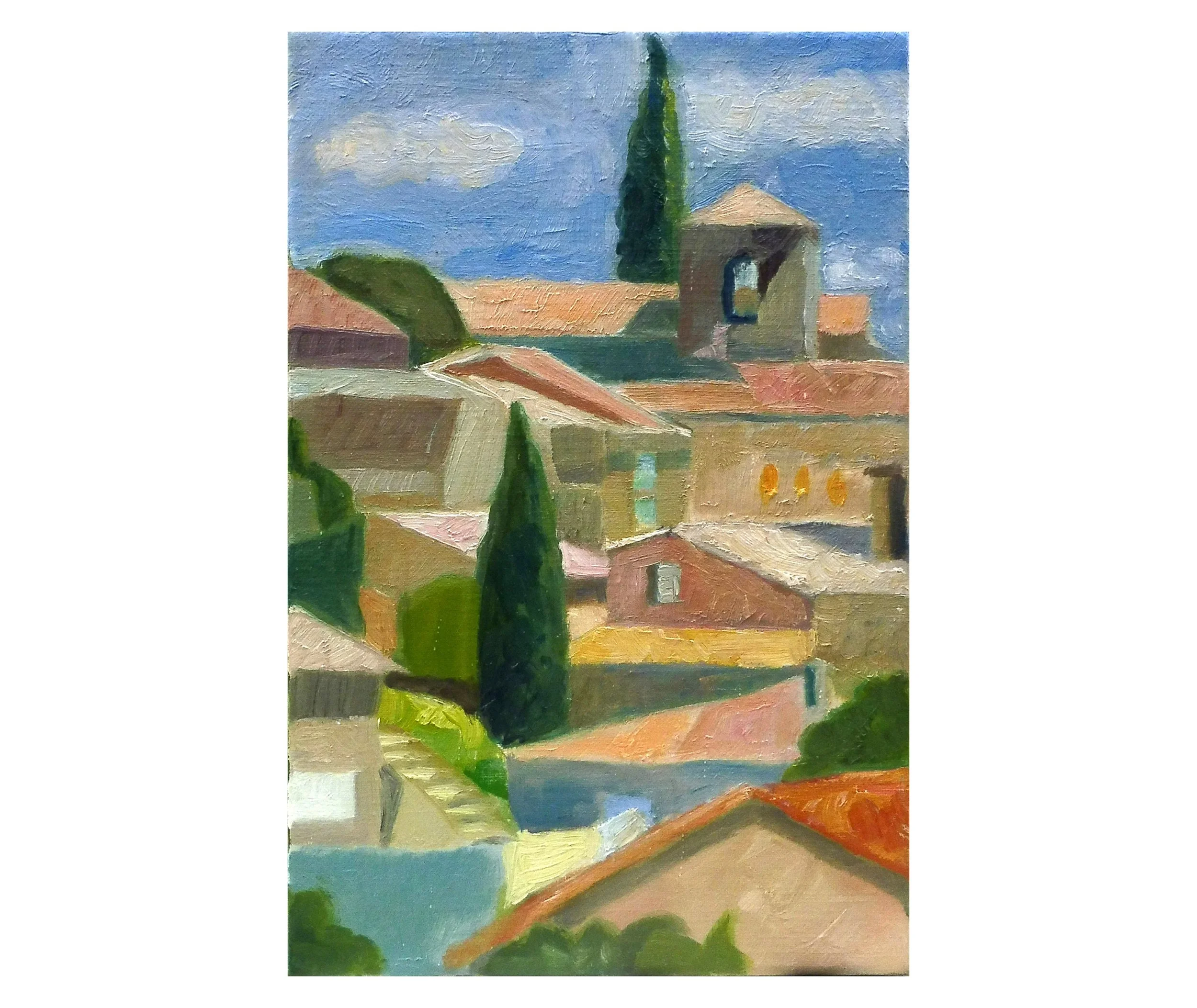 Les toits et les cyprès