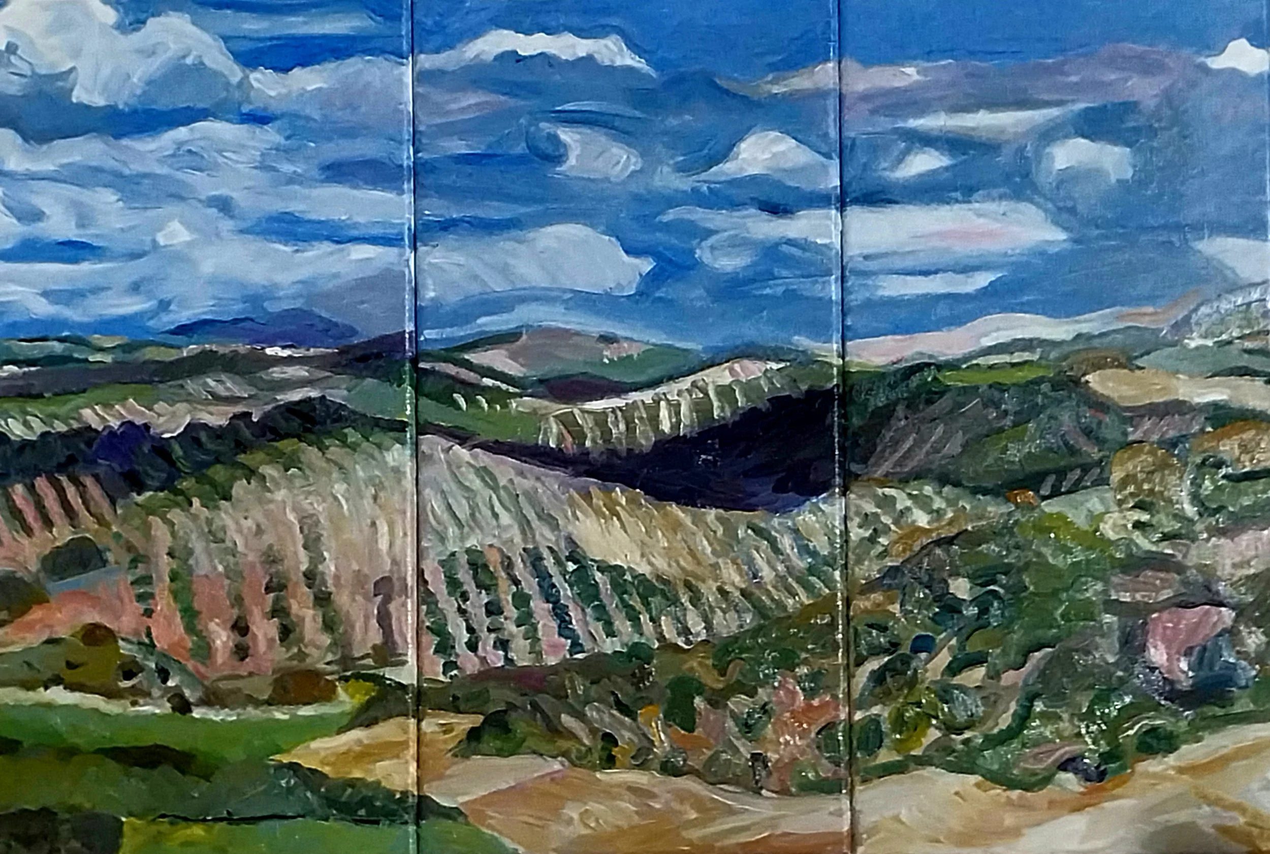 Nuages et ombres en perpétual mouvement
 
Triptych 60 x 90 cm
