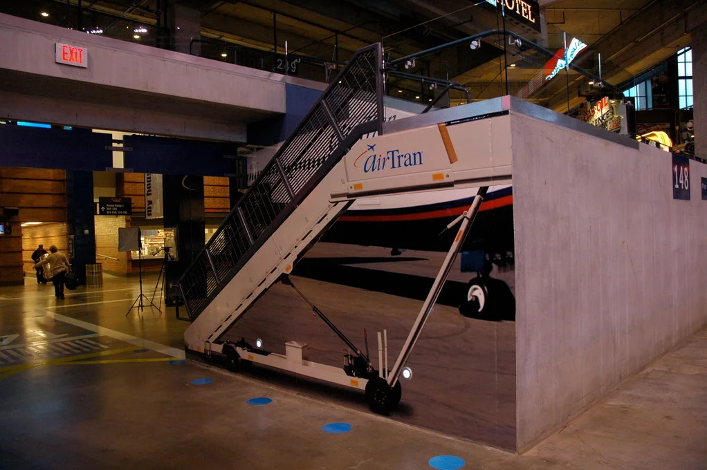 Staircase design for AirTran Airways concourse in Lucas Oil Stadium - Indianapolis, IN