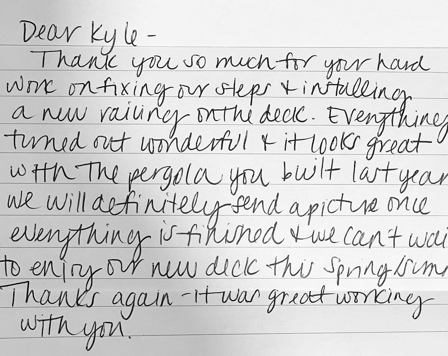 A lovely letter from one of our clients - ✨