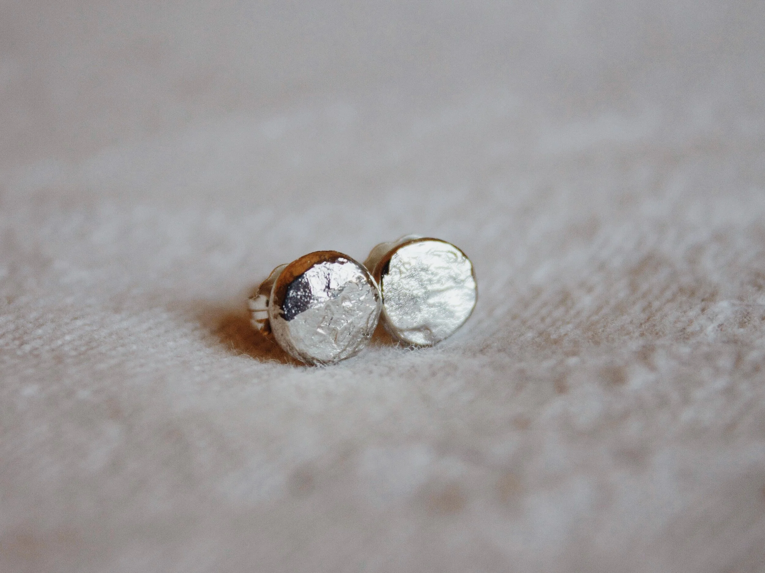 Organic Full Moon Studs Silver // Made to order