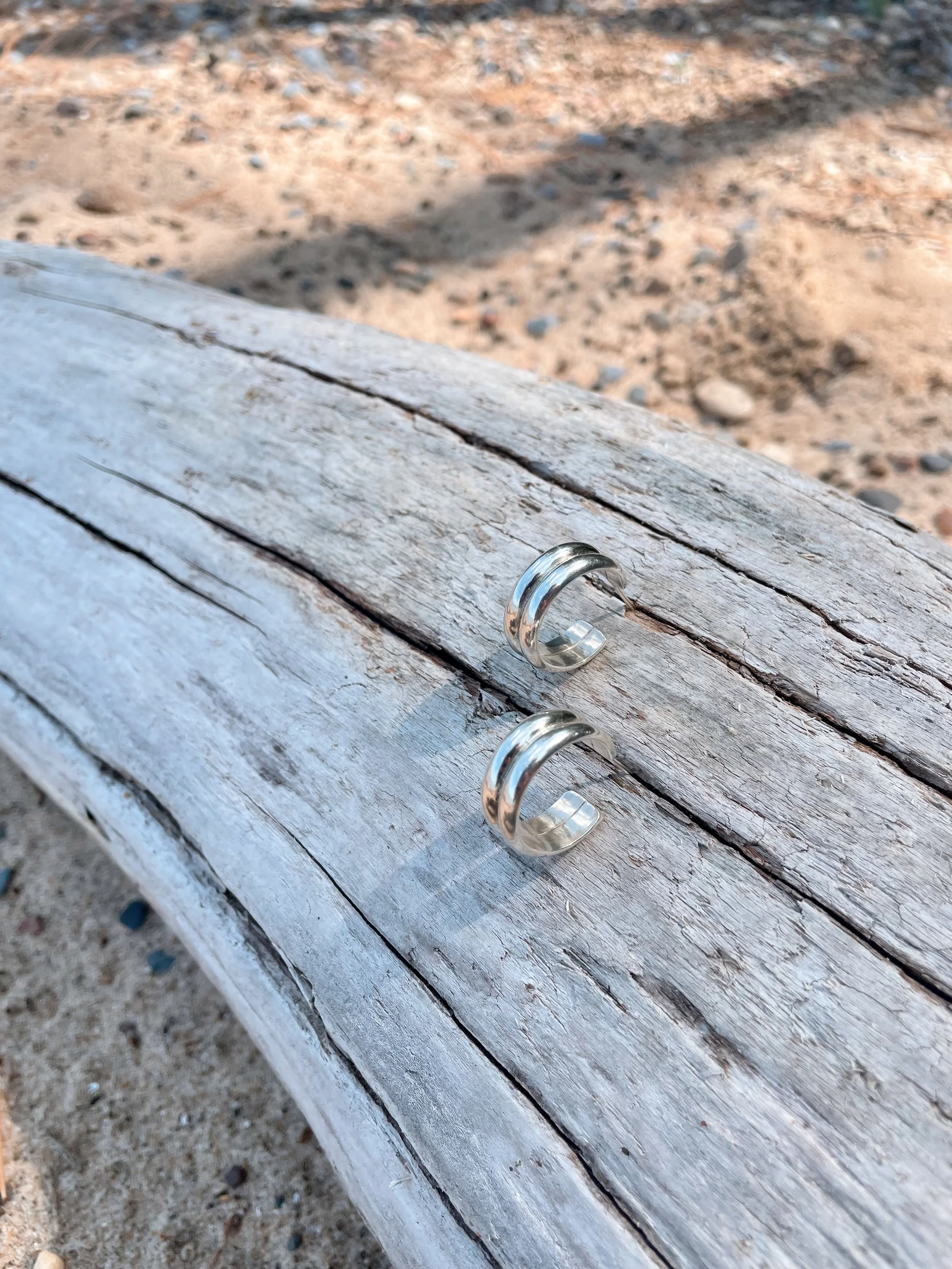 Double Vision Silver Hoops