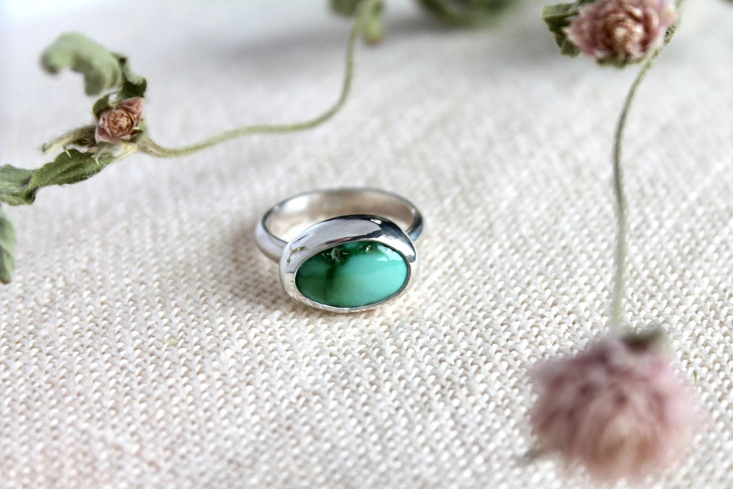 Petite Bi-Color Emerald Valley Turquoise East - West Ring