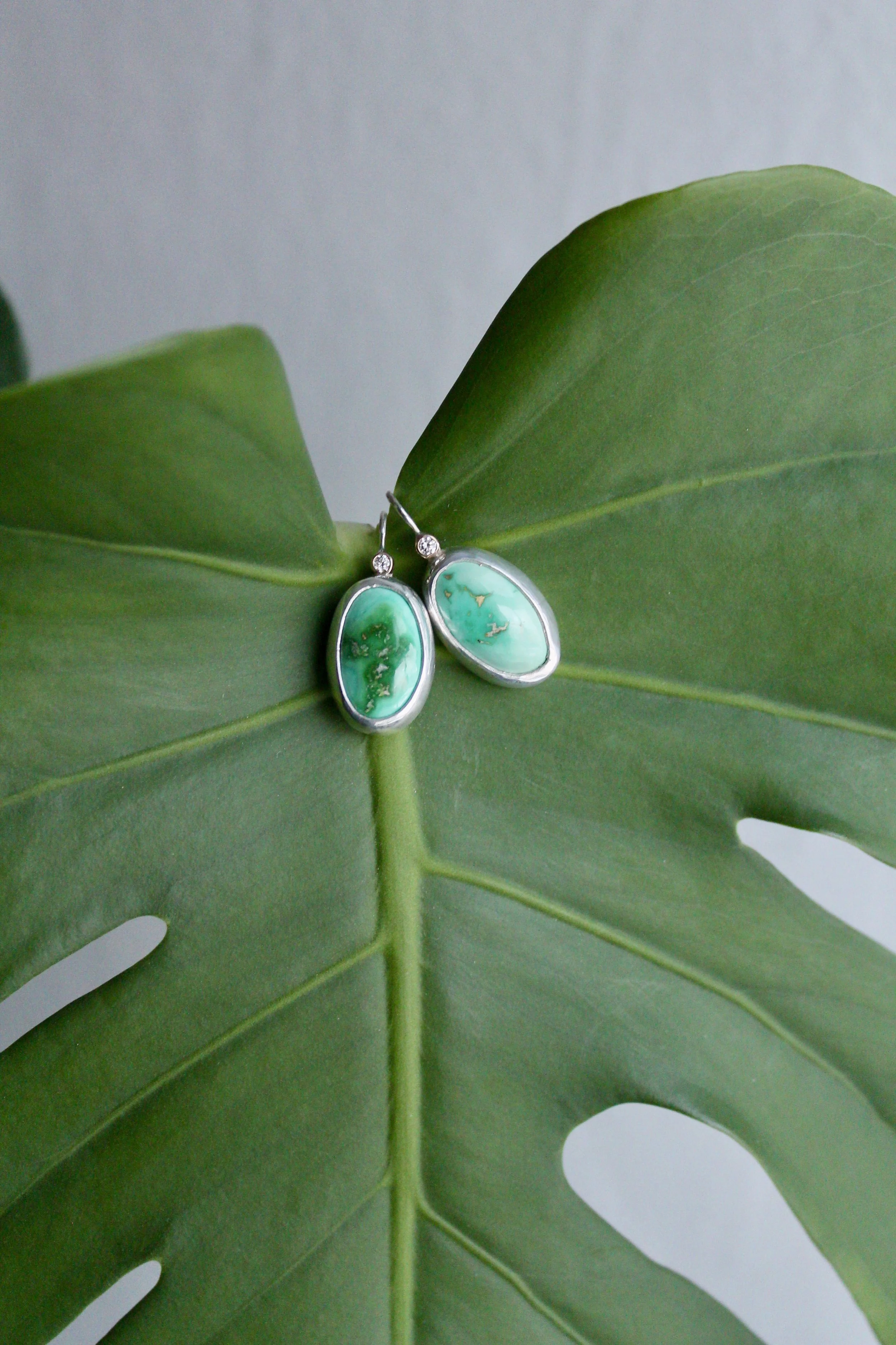 Emerald Valley Turquoise + Diamond Earrings