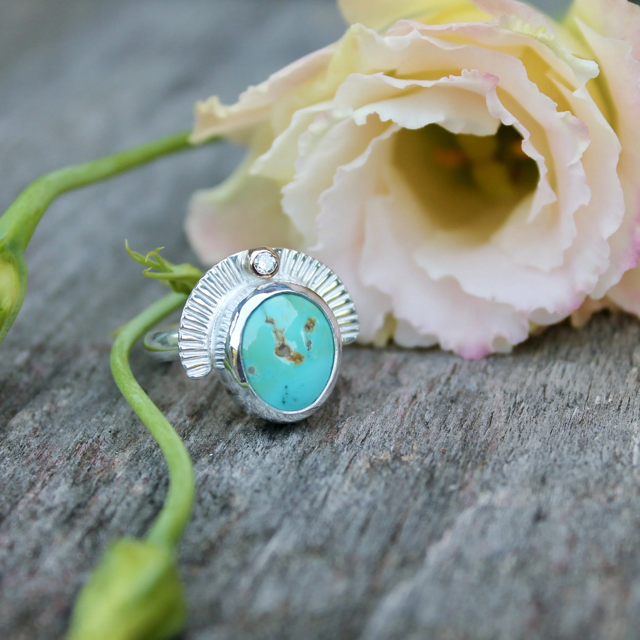 Turquoise + Diamond Radiate Ring