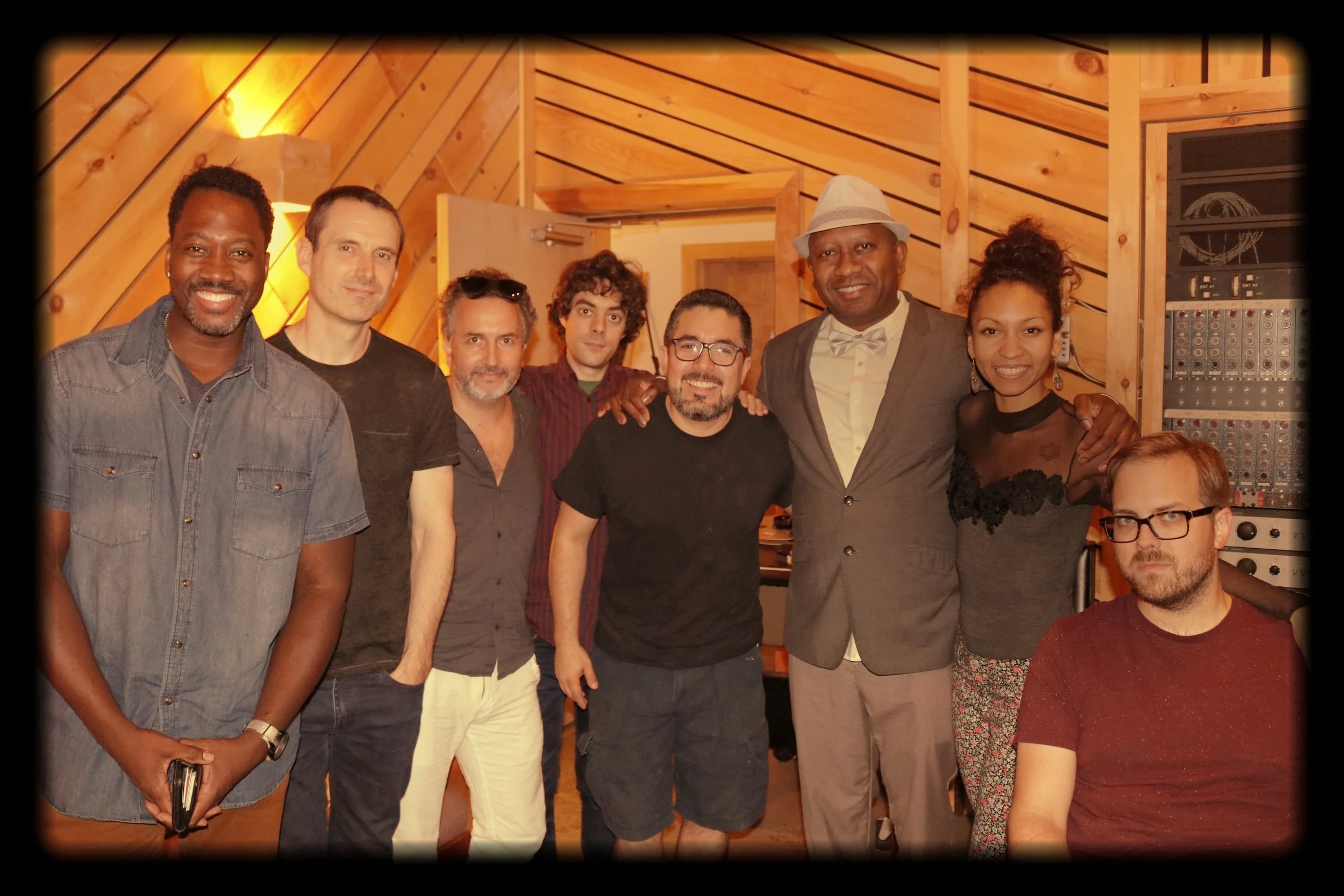 The quintet with flamenco guests artists Daniel Garcia and Samuel Torres and sound engineer John, from The Bunker Studios.