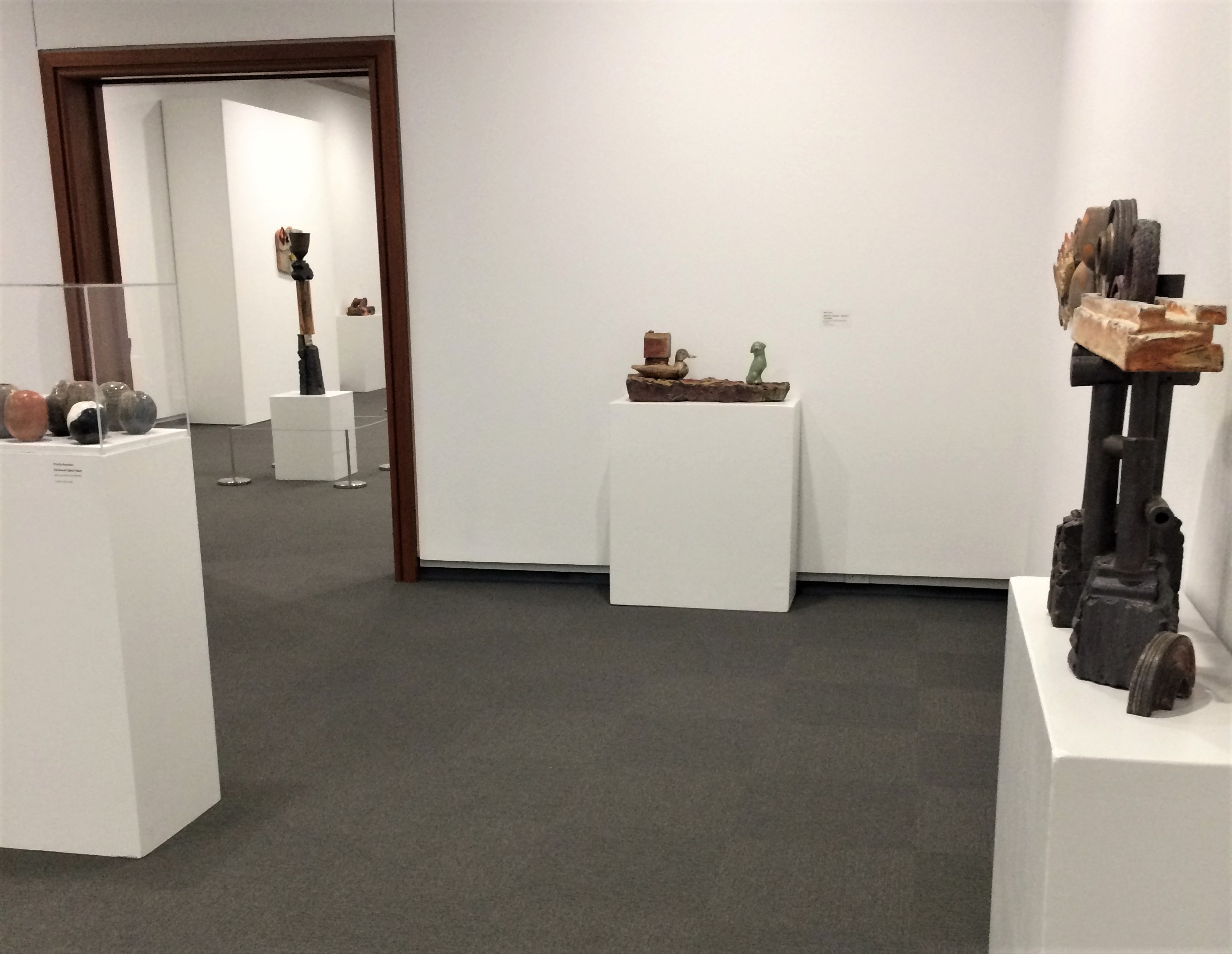  My piece "Different Journeys" is displayed by the far wall. It is framed in this view by work from Priscilla Mouritzen (left, in vitrine) and Jeff Johnston. 