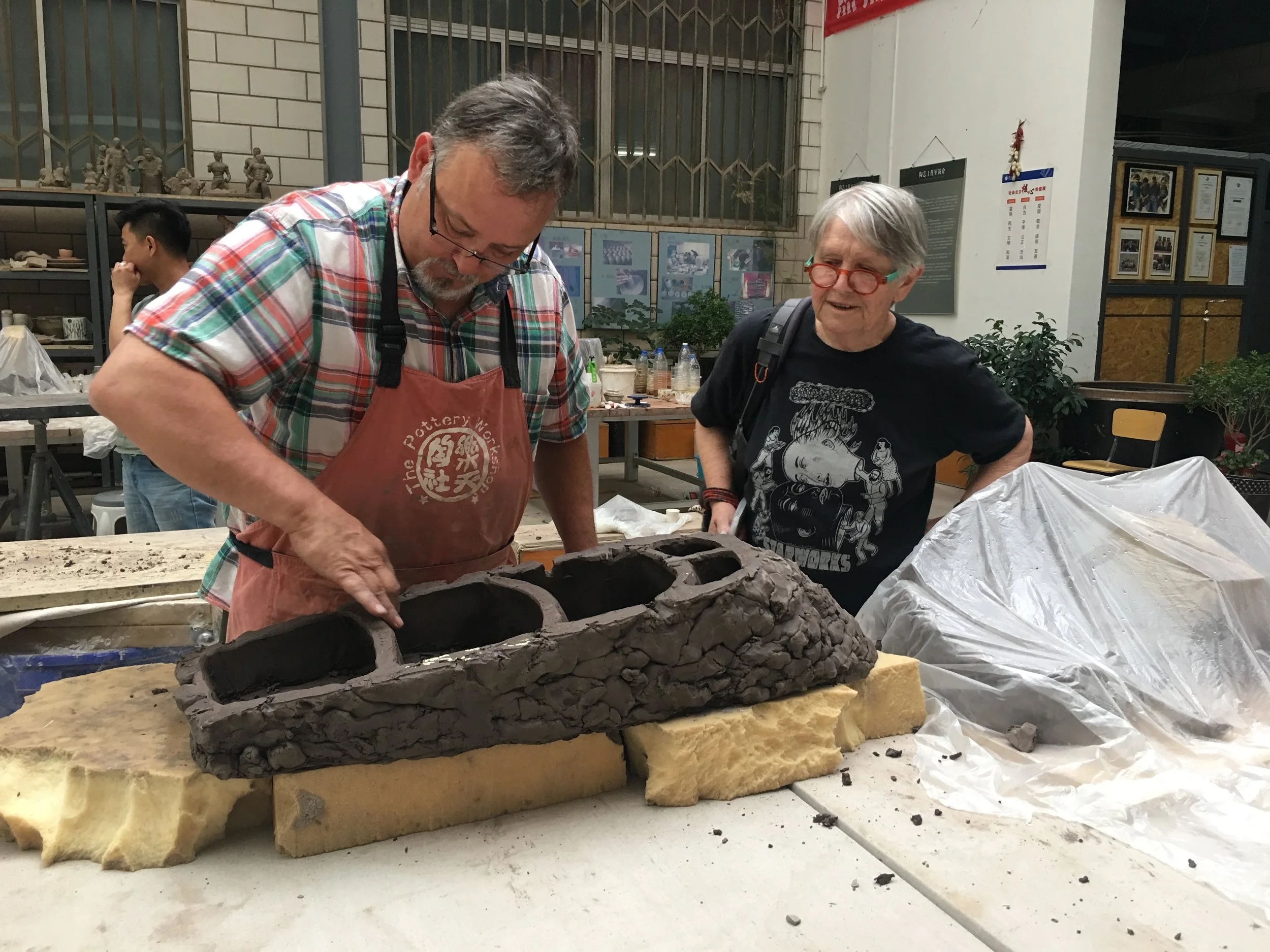  Working in the studio alongside fellow visiting artist Priscilla Mouritzen. 