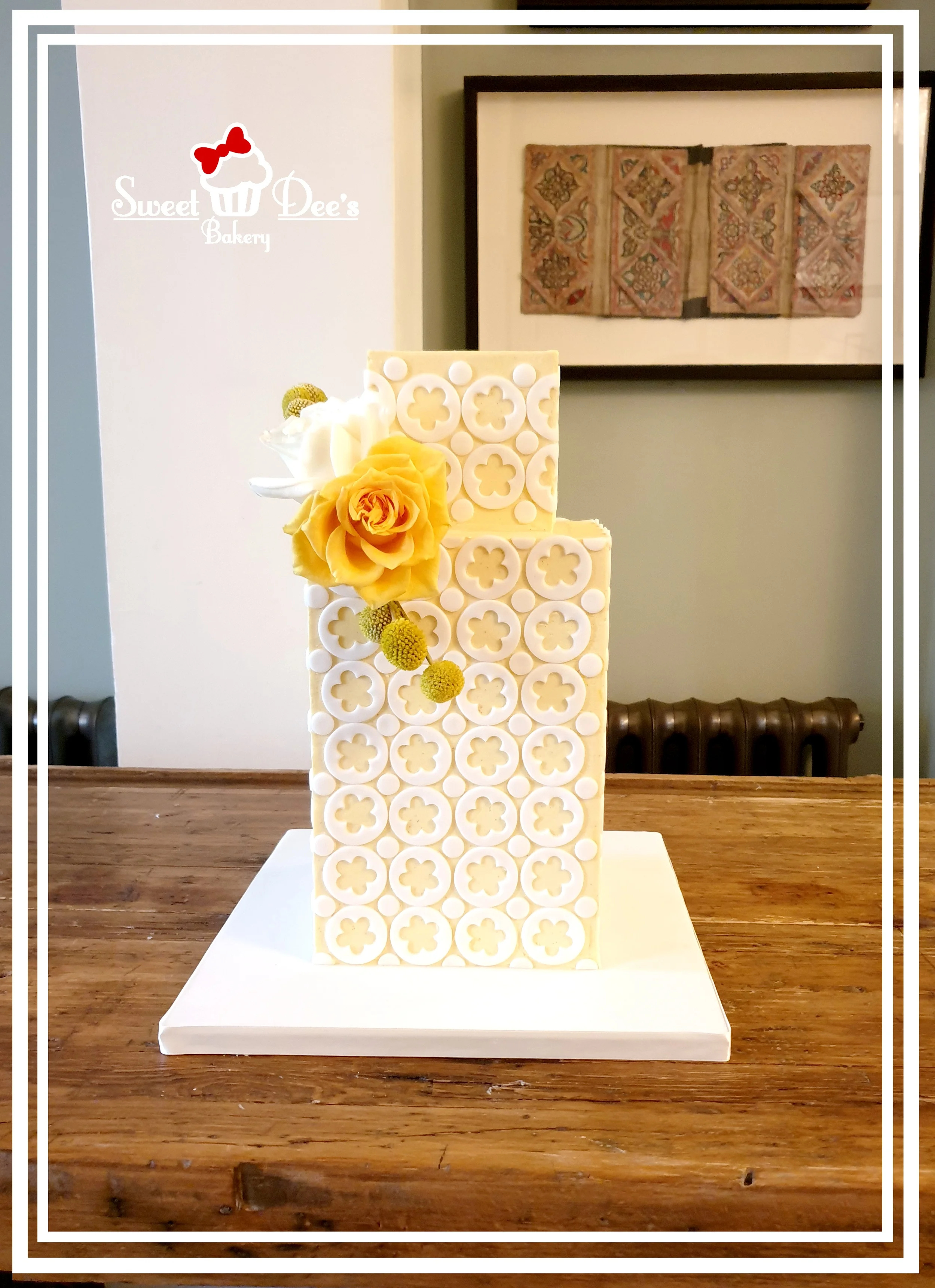 Vintage Tall Square Wedding Cake
