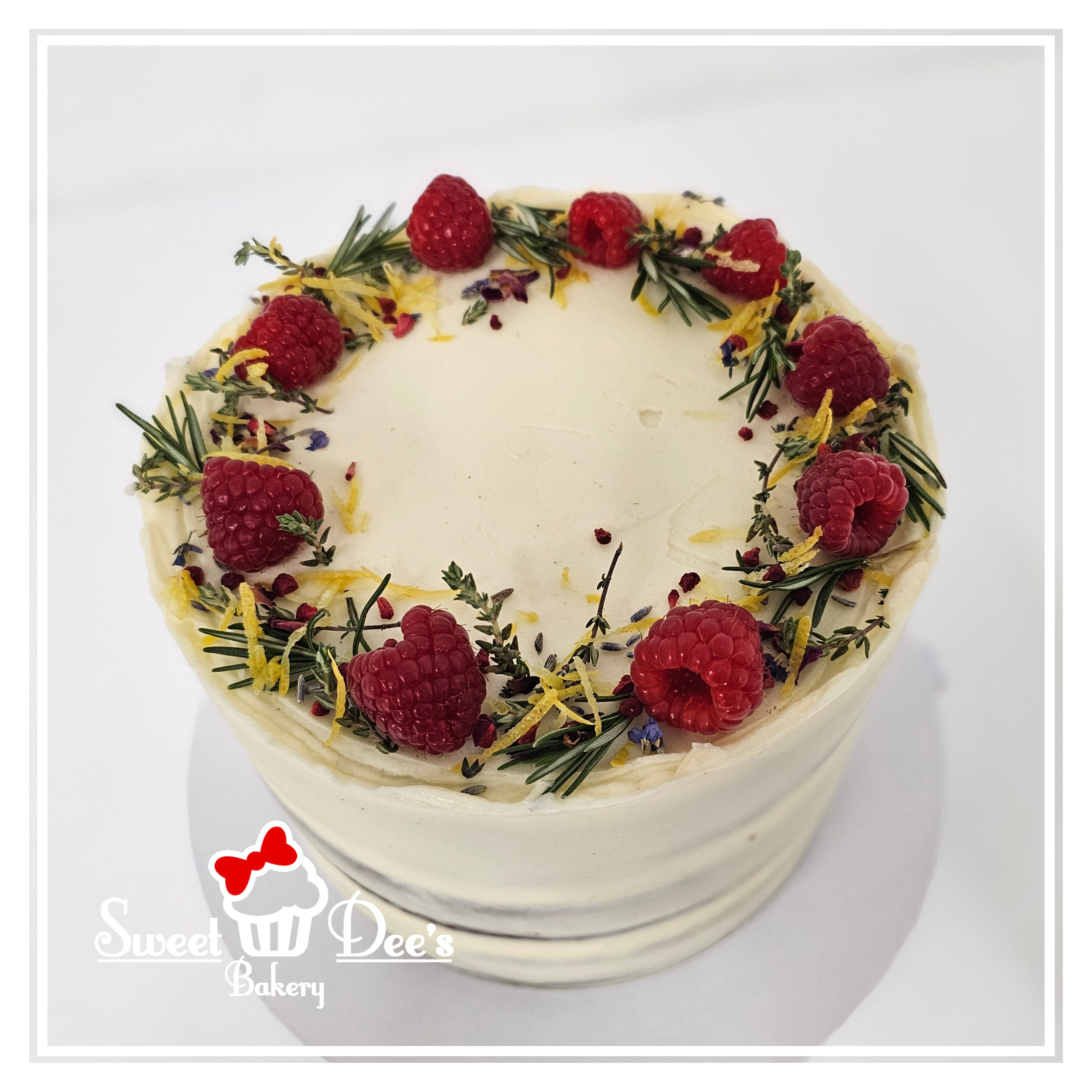 Semi-Naked Raspberry and Herb Cake