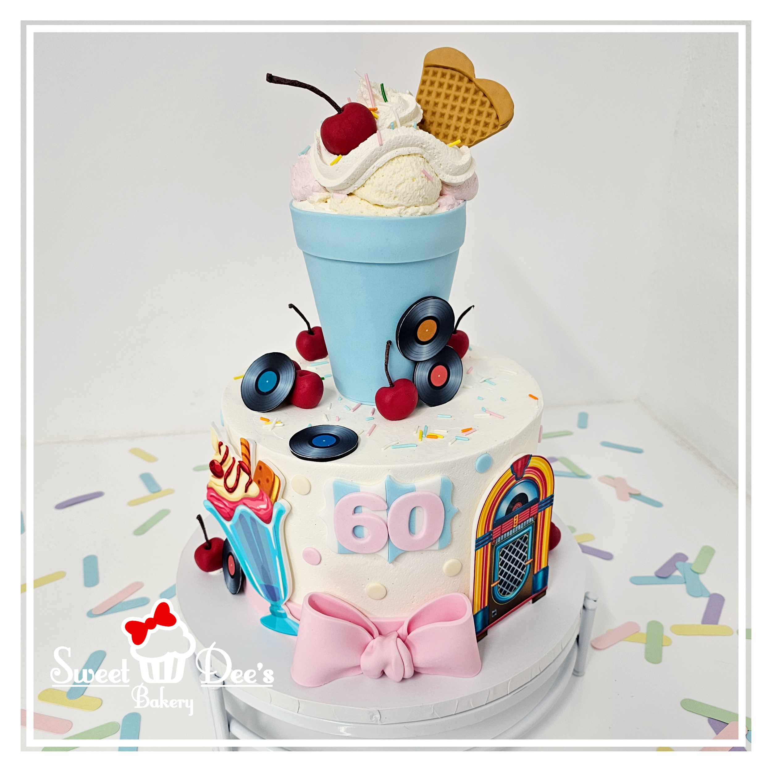 50s Diner Theme Birthday Cake