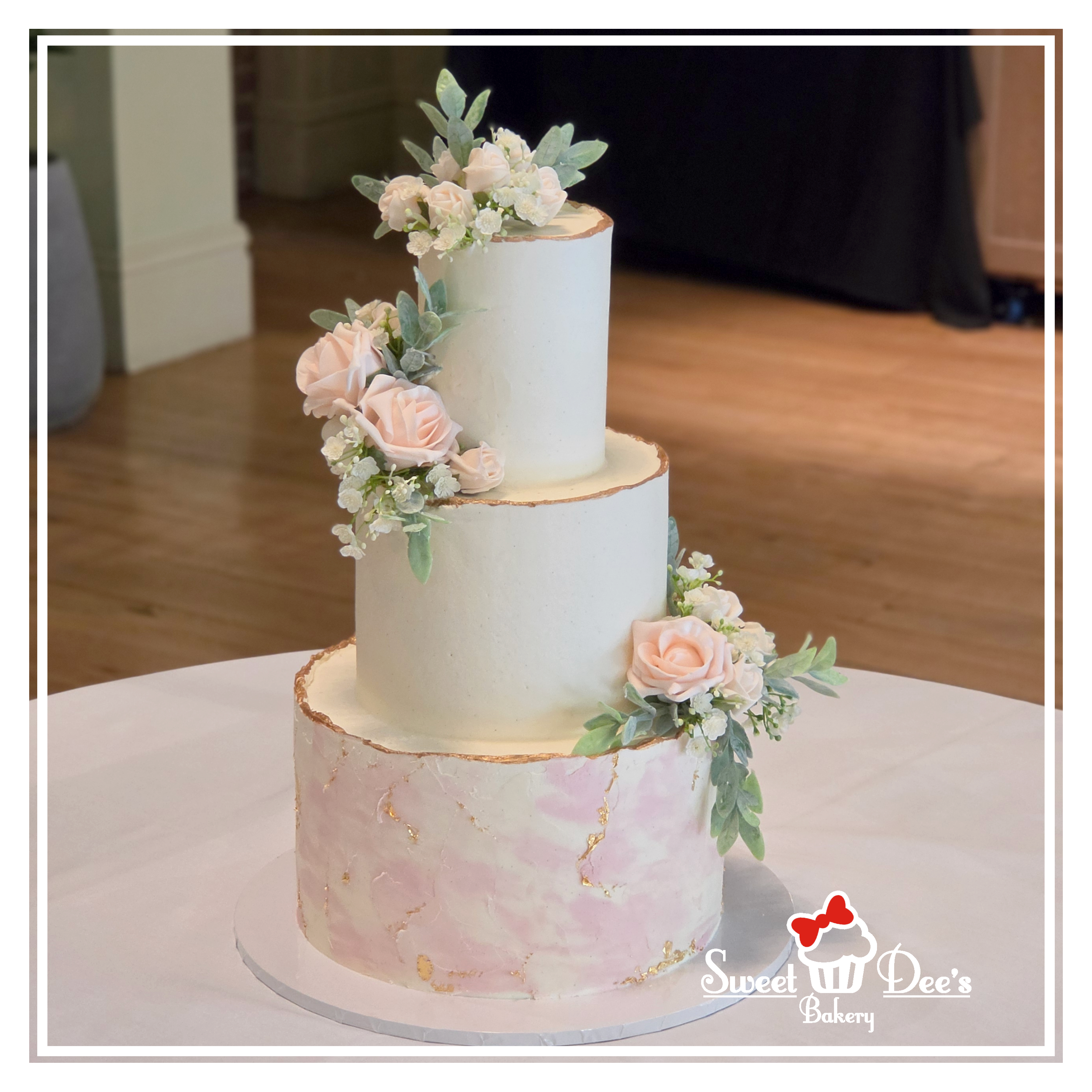 Wedding Cake with Pink & Gold touches