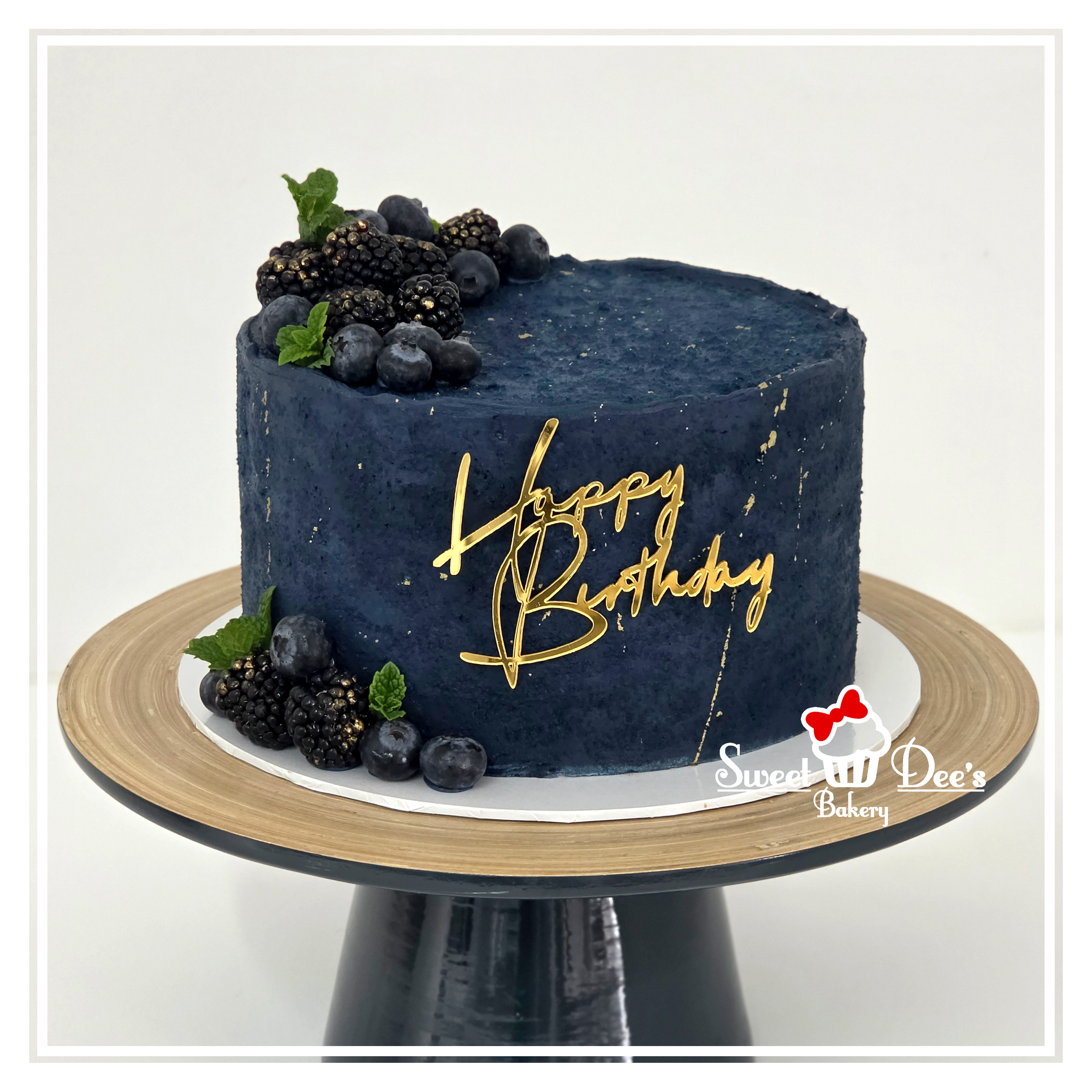 Textured Navy Blueberry Birthday Cake