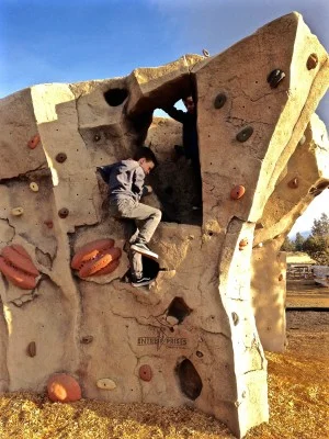 kids on climbing wall at The Bivy at Smith Rock State Park