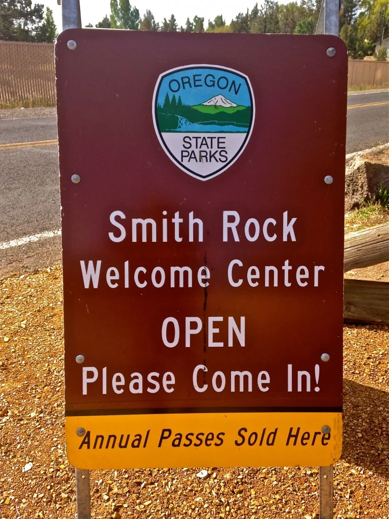 Smith Rock State Park Welcome Center Open Sign