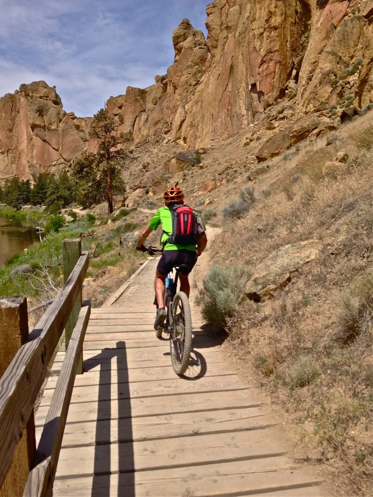 mountain biker on River Trail at Smith Rock State Park