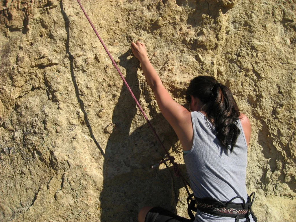 climber on Staender Ridge in the Monument Area at Smith Rock State Park