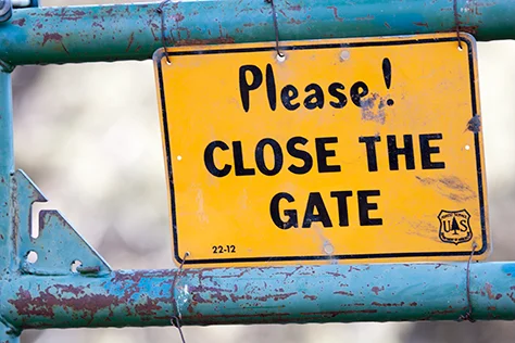 trail gate signage on Cole Trail