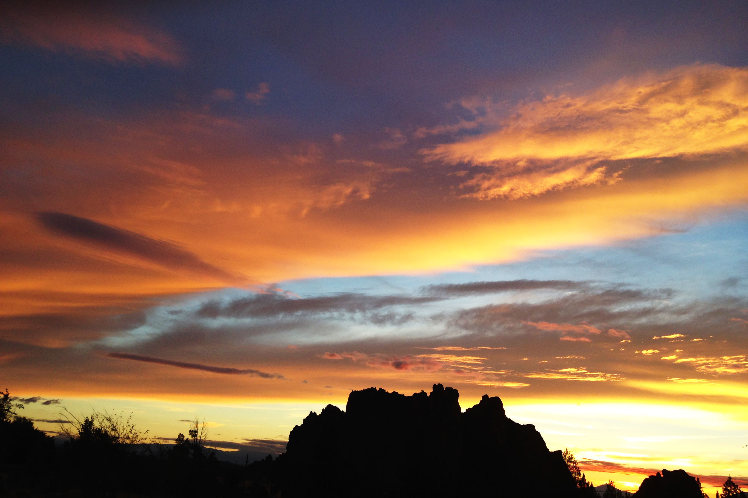 sunset drama over the Smith Rock Group