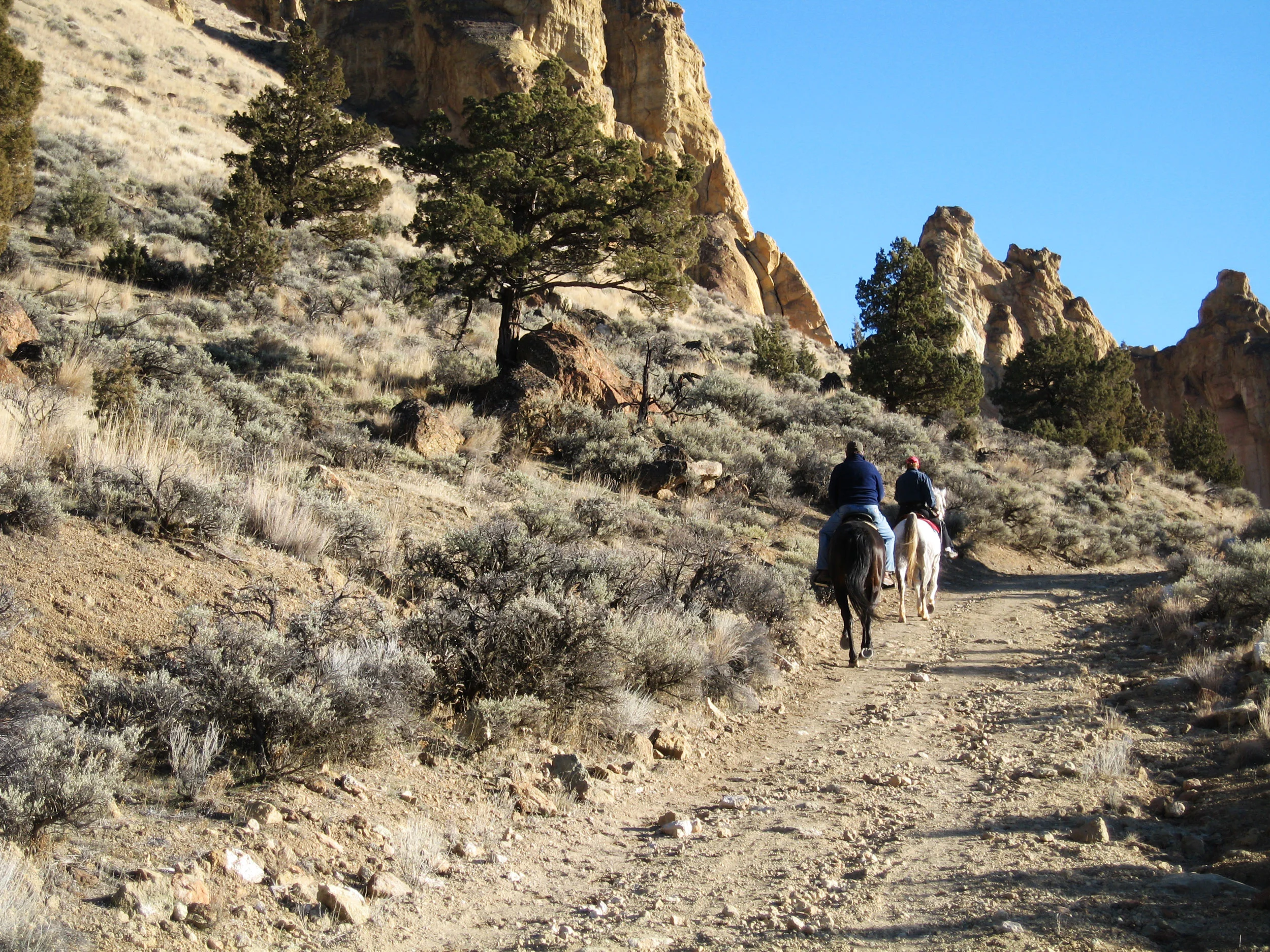 horseback riders on Burma Road just outside of Smith Rock State Park