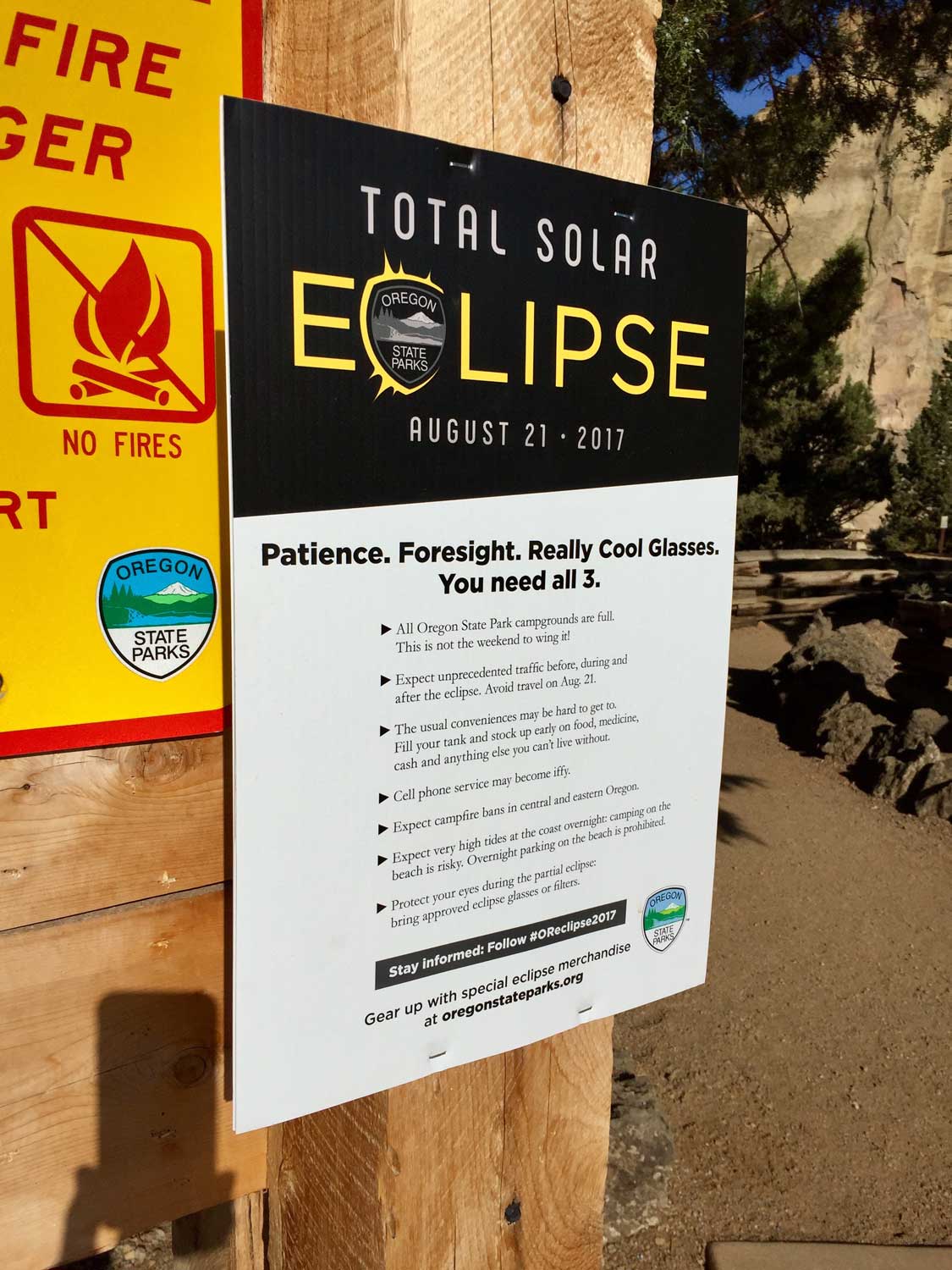 Total Solar Eclipse Sign at Smith Rock State Park