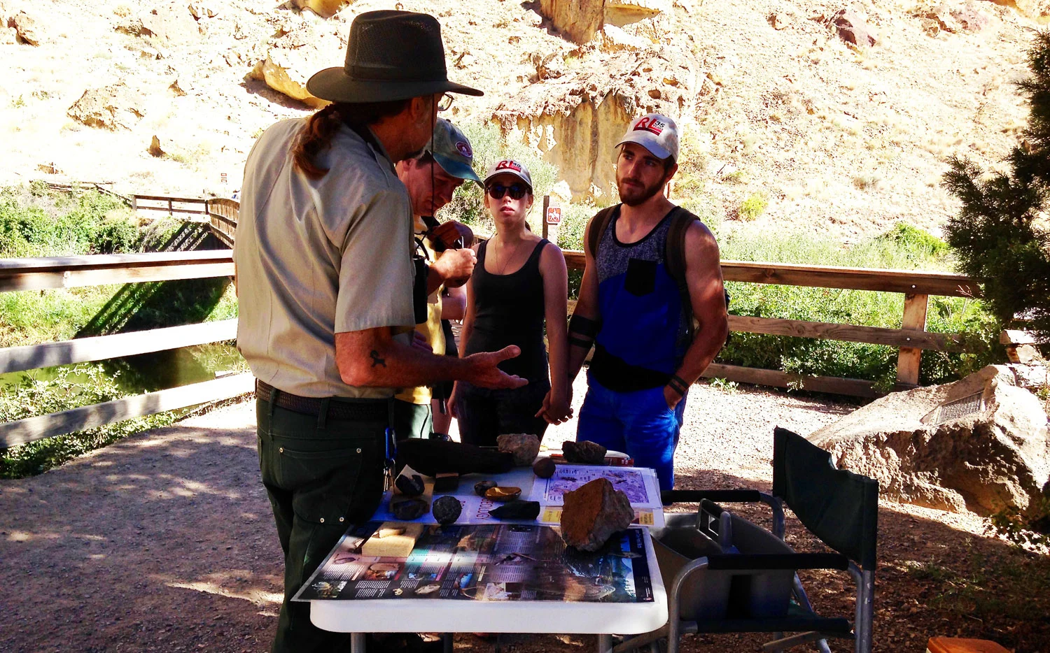 Smith Rock State Park Interpretative Naturalist David Vick answers questions about the park's explosive past. 
