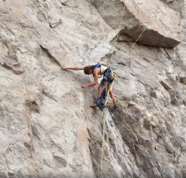 Alex setting the first bolt of Capacity Tenacity 12c