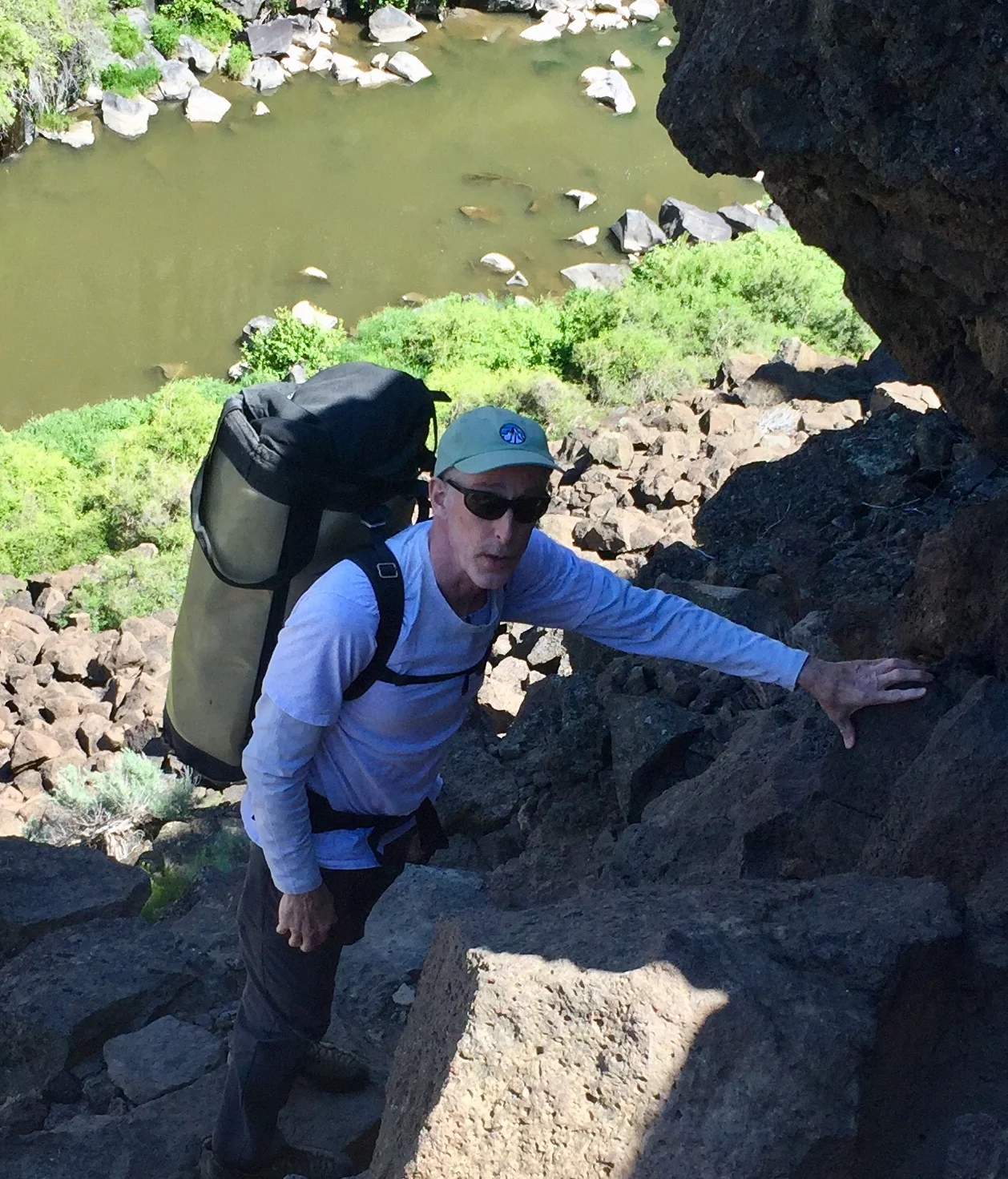 John Rich begins his descent into the Lower Gorge’s west side.