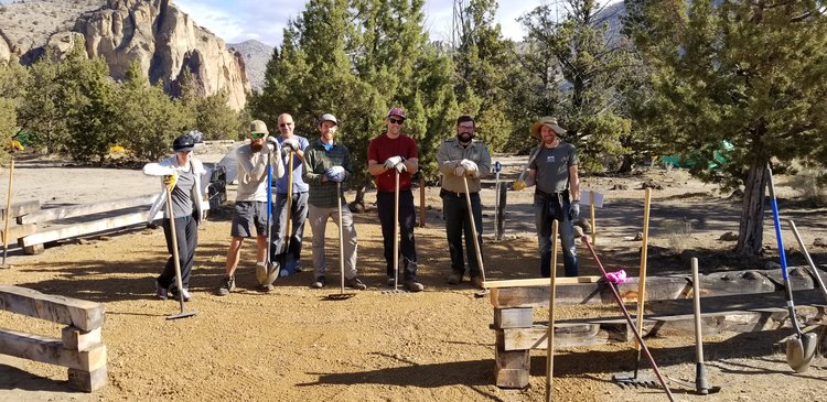 AAC Smith Rock Craggin' Classic volunteers with Smith Rock rangers add ADA campsites