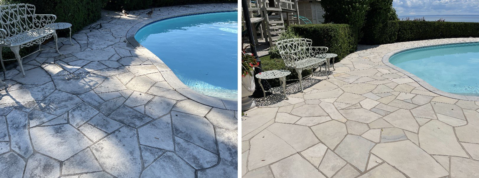 Pressure washing flagstone