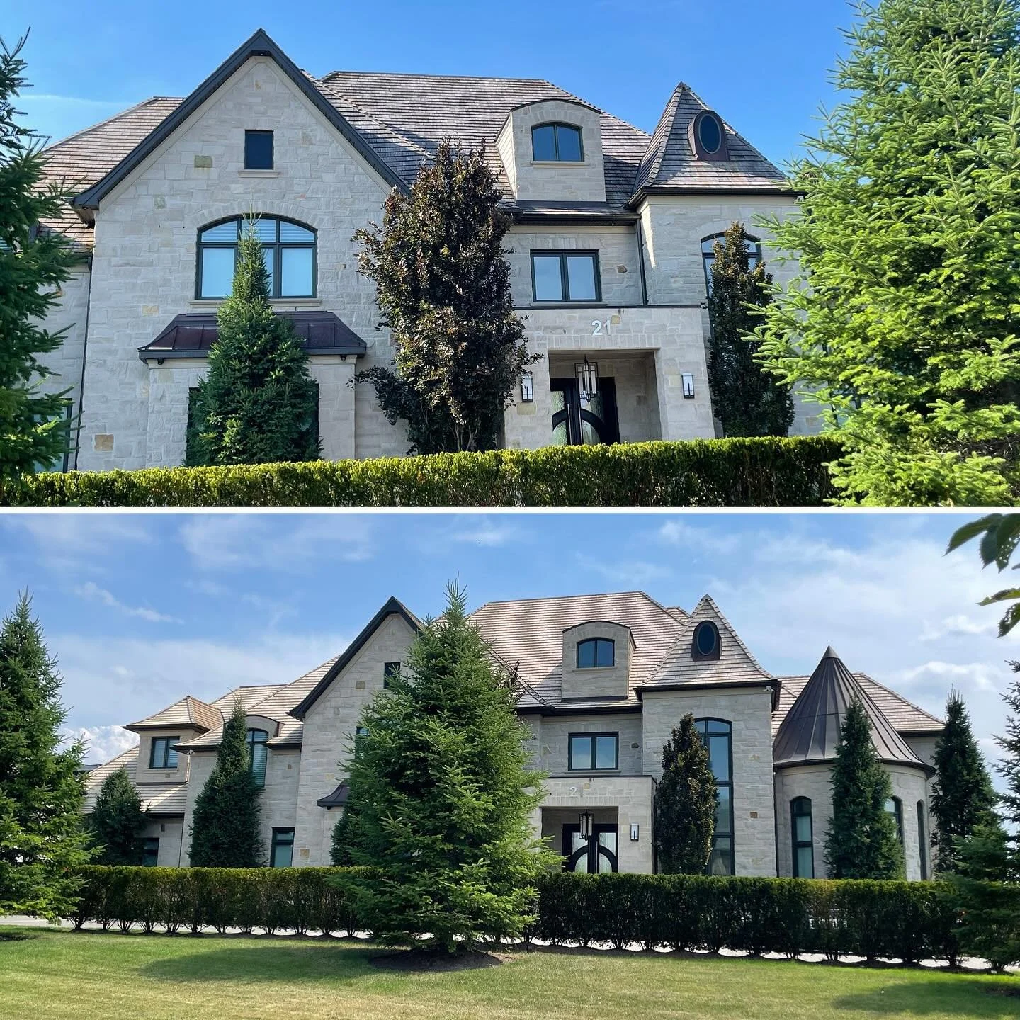 A large cedar roof we cleaned in Kleinburg
