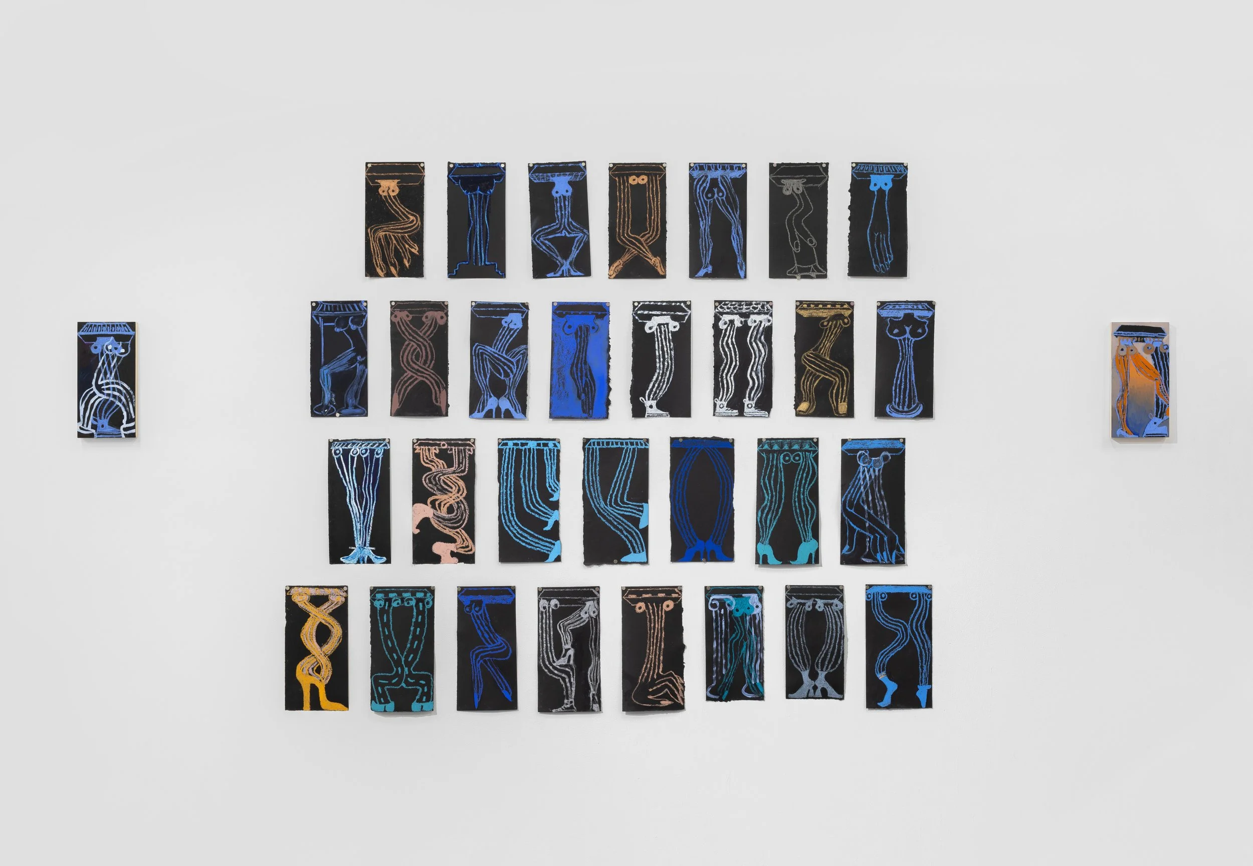   Oracle for Brutalist Architecture  ‍     ‍                                      2023-25. Oil stick on black paper, from 6.5” x 12” to 7” x 13”  