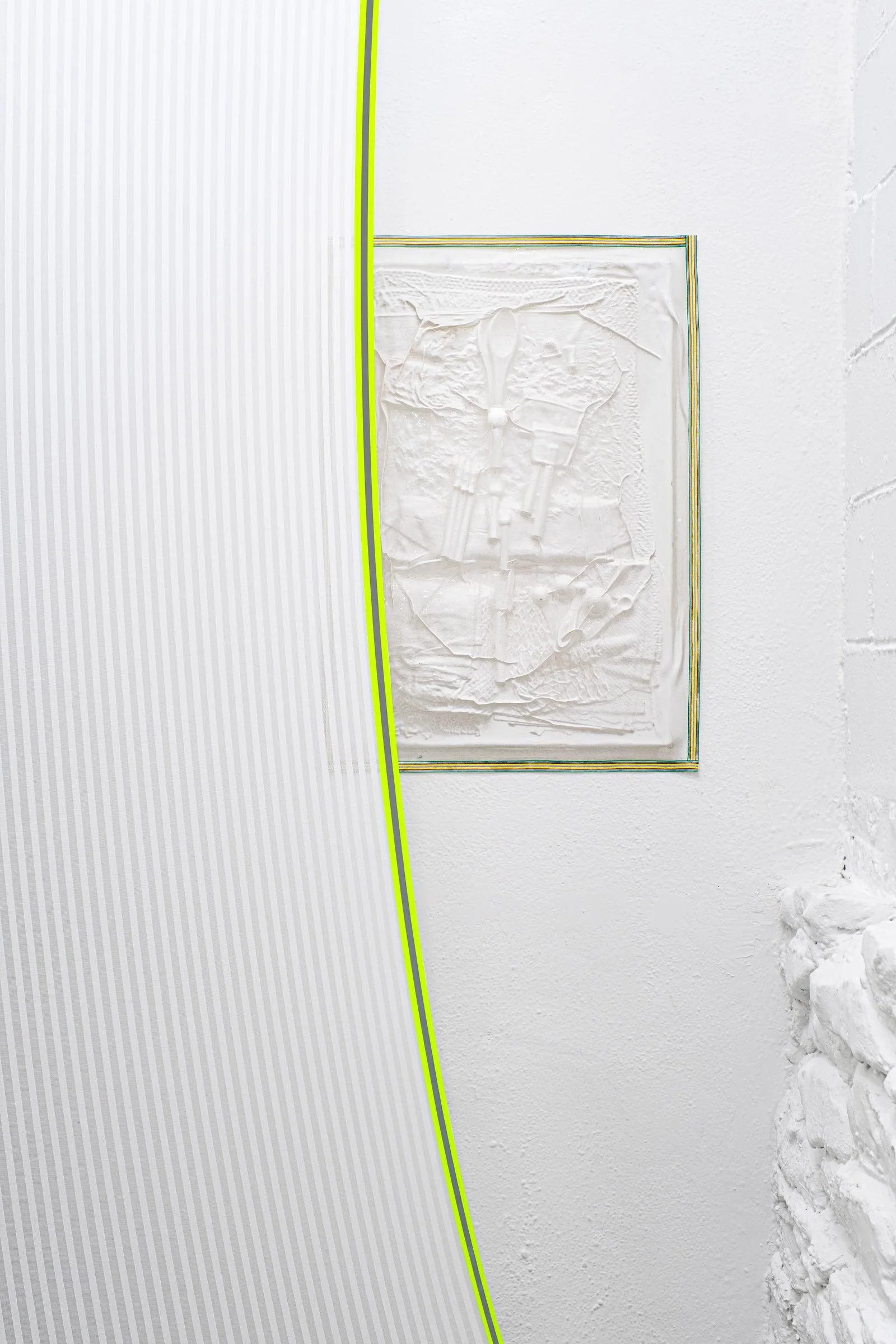   After Words                                            2017-25. Vacuum formed plastic, spray paint, elastic trim. 21" x 30" x 2" 