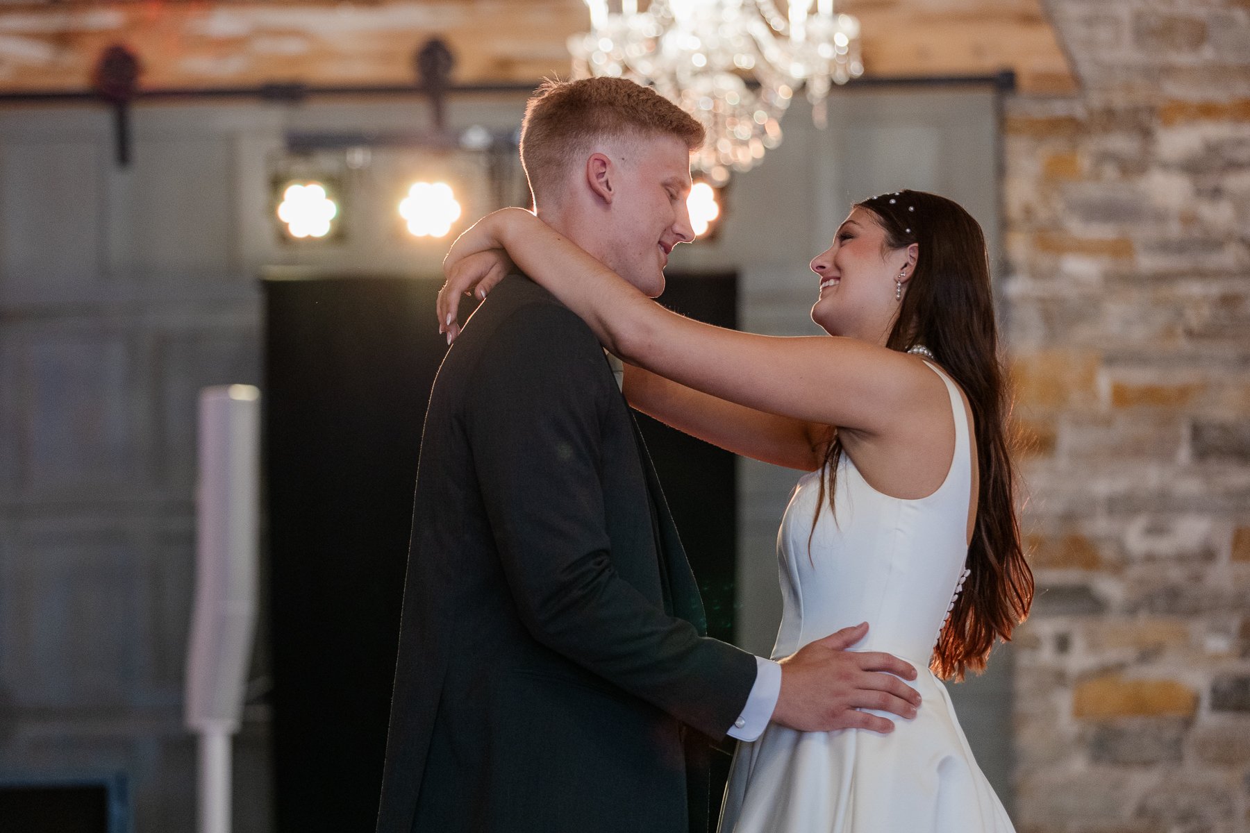 bride and groom dancing