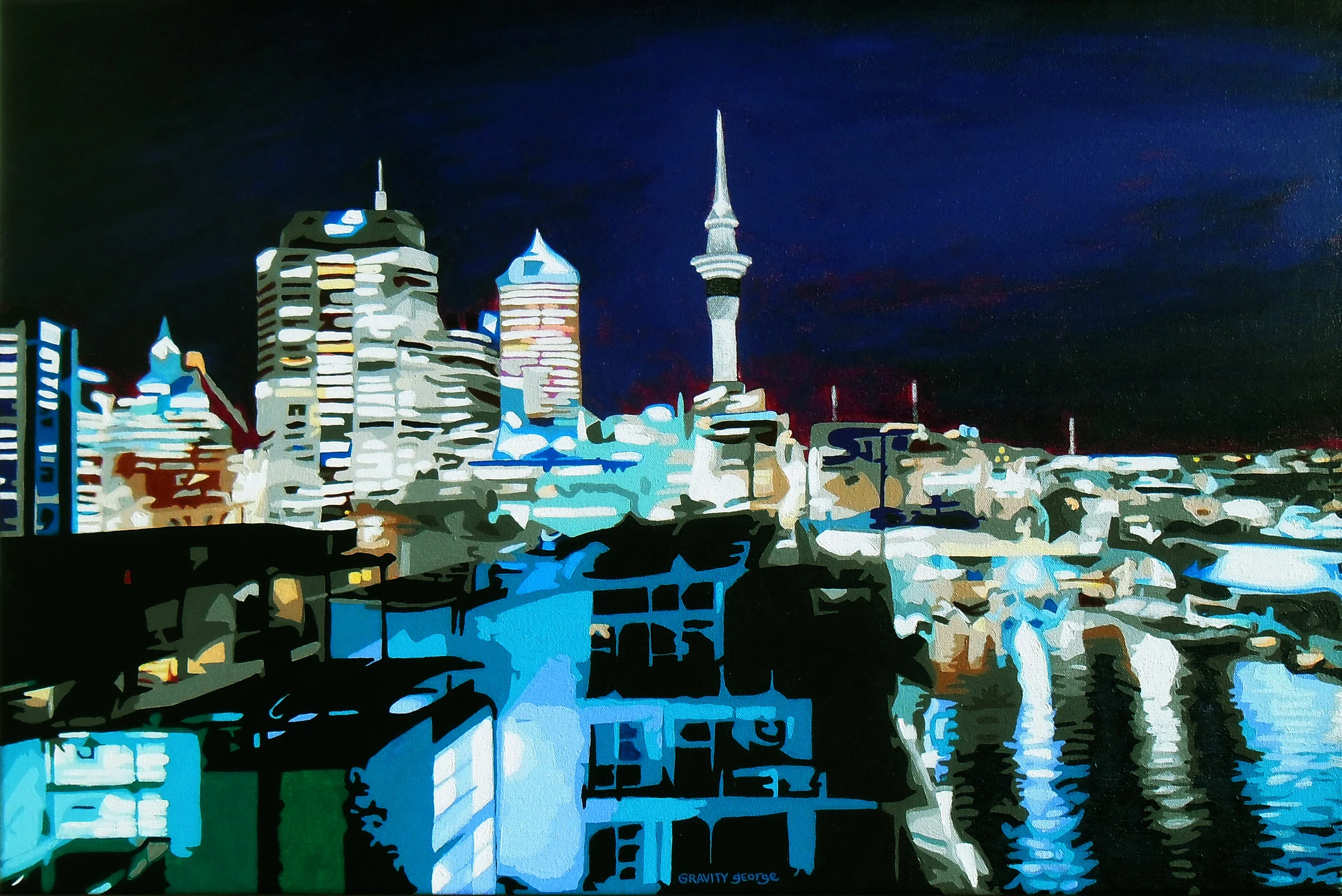 Auckland at Night Princes Wharf.JPG