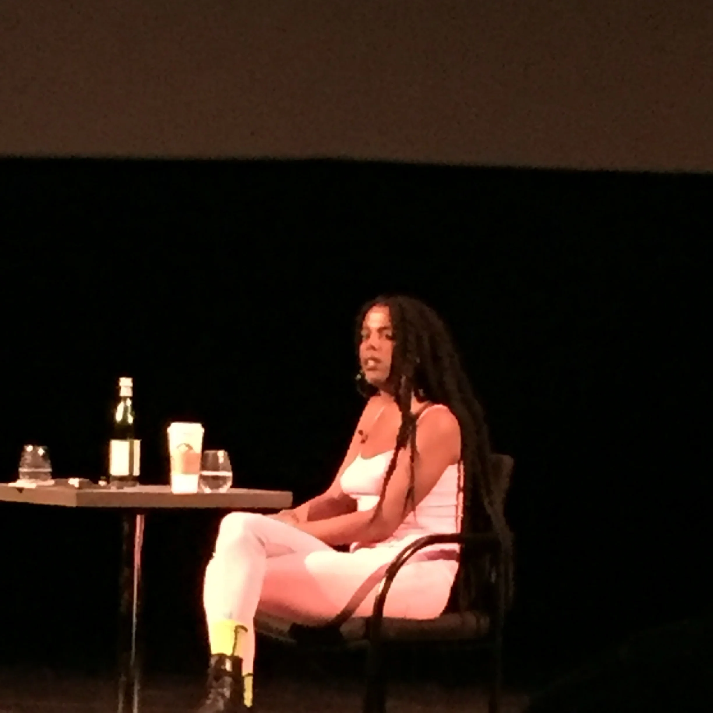 Juliana Huxtable in conversation with Mikhel Proulx on Jan. 20 at D. B. Clarke Theatre, Concordia University.