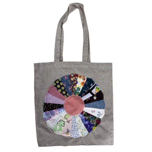 Upcycled Tote Bag With Dresden Plate Applique