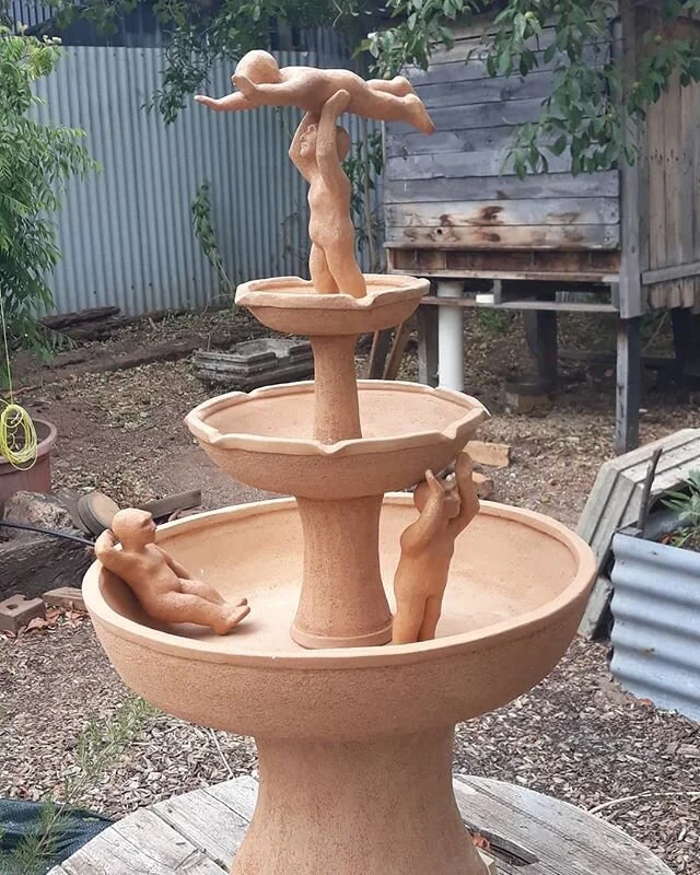 Fountain. No water because summer in Adelaide. 
#sculpture #adelaideceramics #ceramics #ceramicsculpture #gardensculpture #fountain #supposedtobebuildingawateringsystem