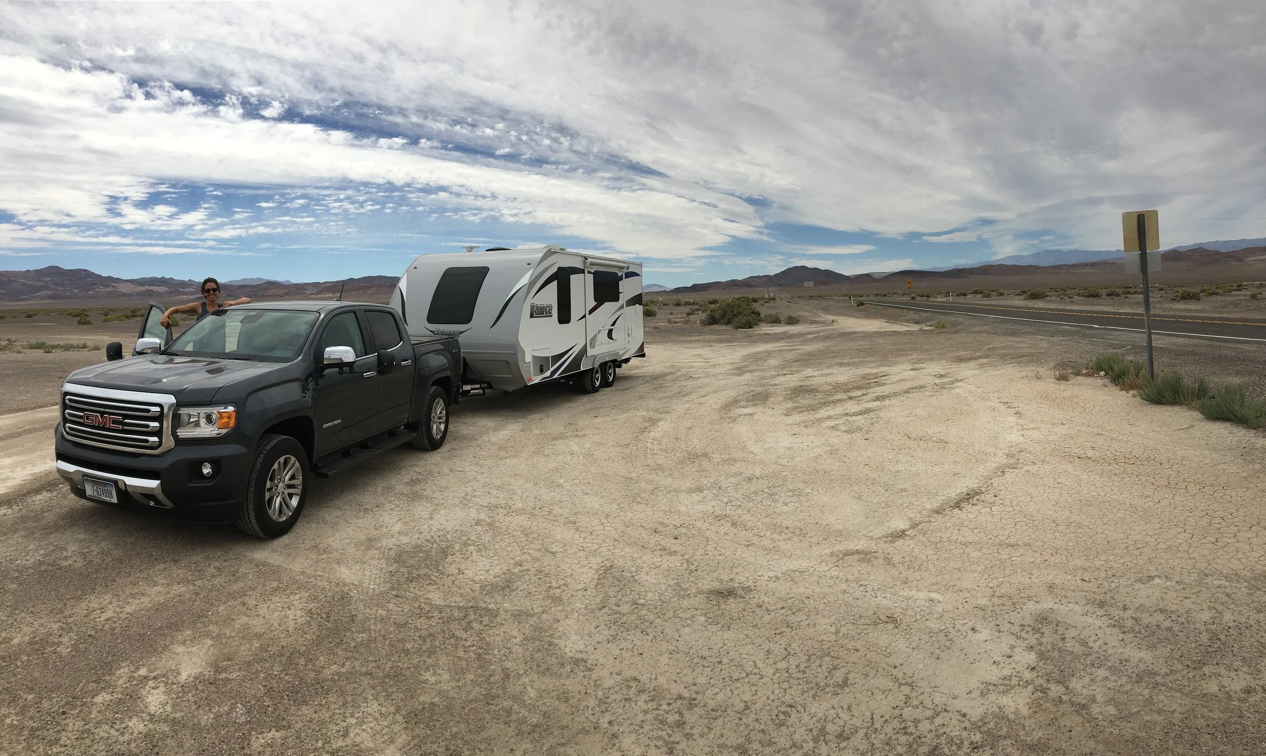 Towing our trailer to Mammoth, CA