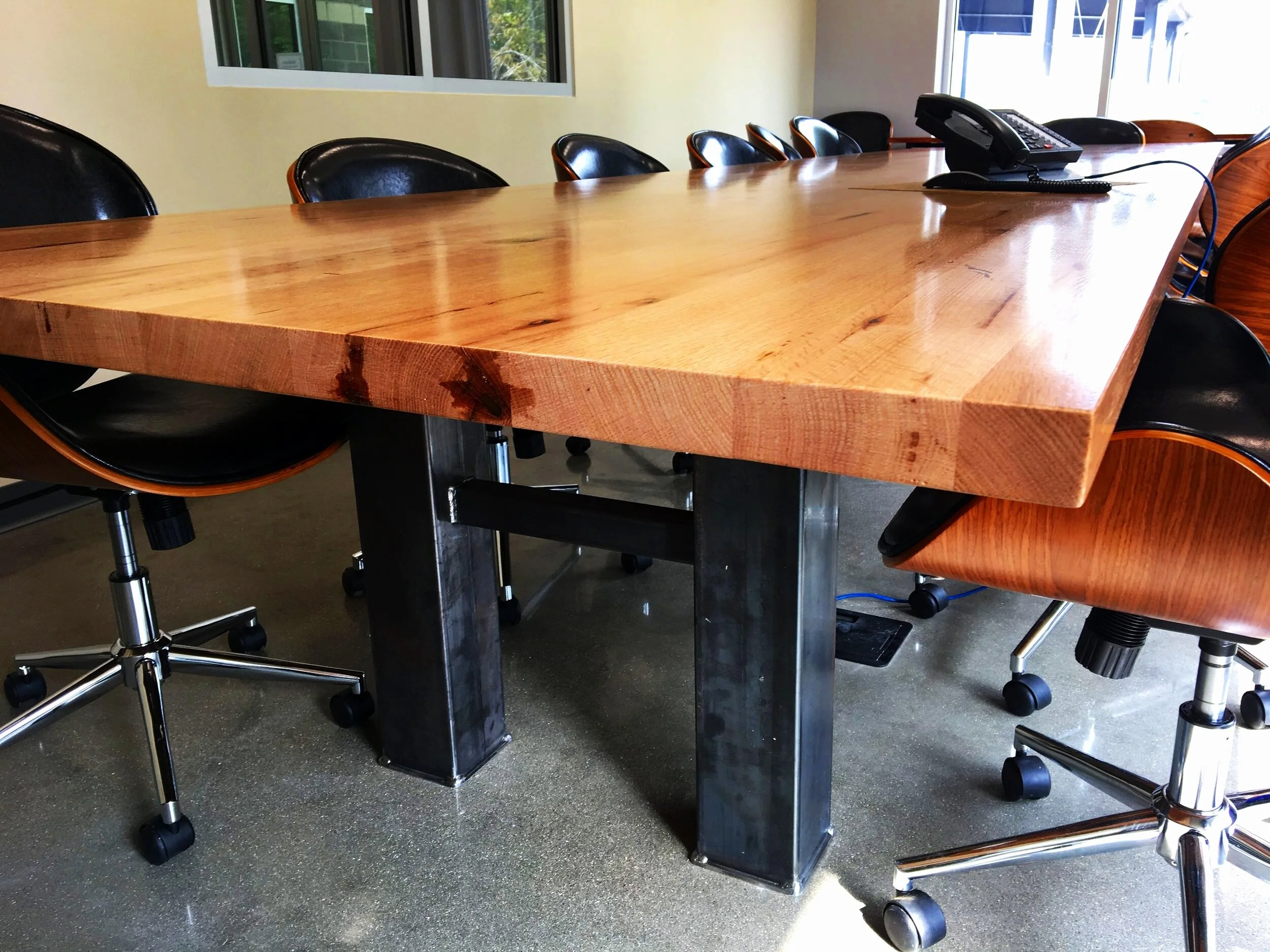 15' Conference table - natural steel 6-post base