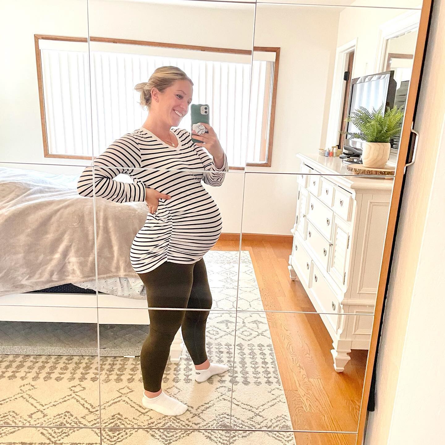 Same outfit, different day. 34 weeks along and only about 6 weeks or so until we meet little dude! It&rsquo;s really sinking in. #babycain #thirdtrimester