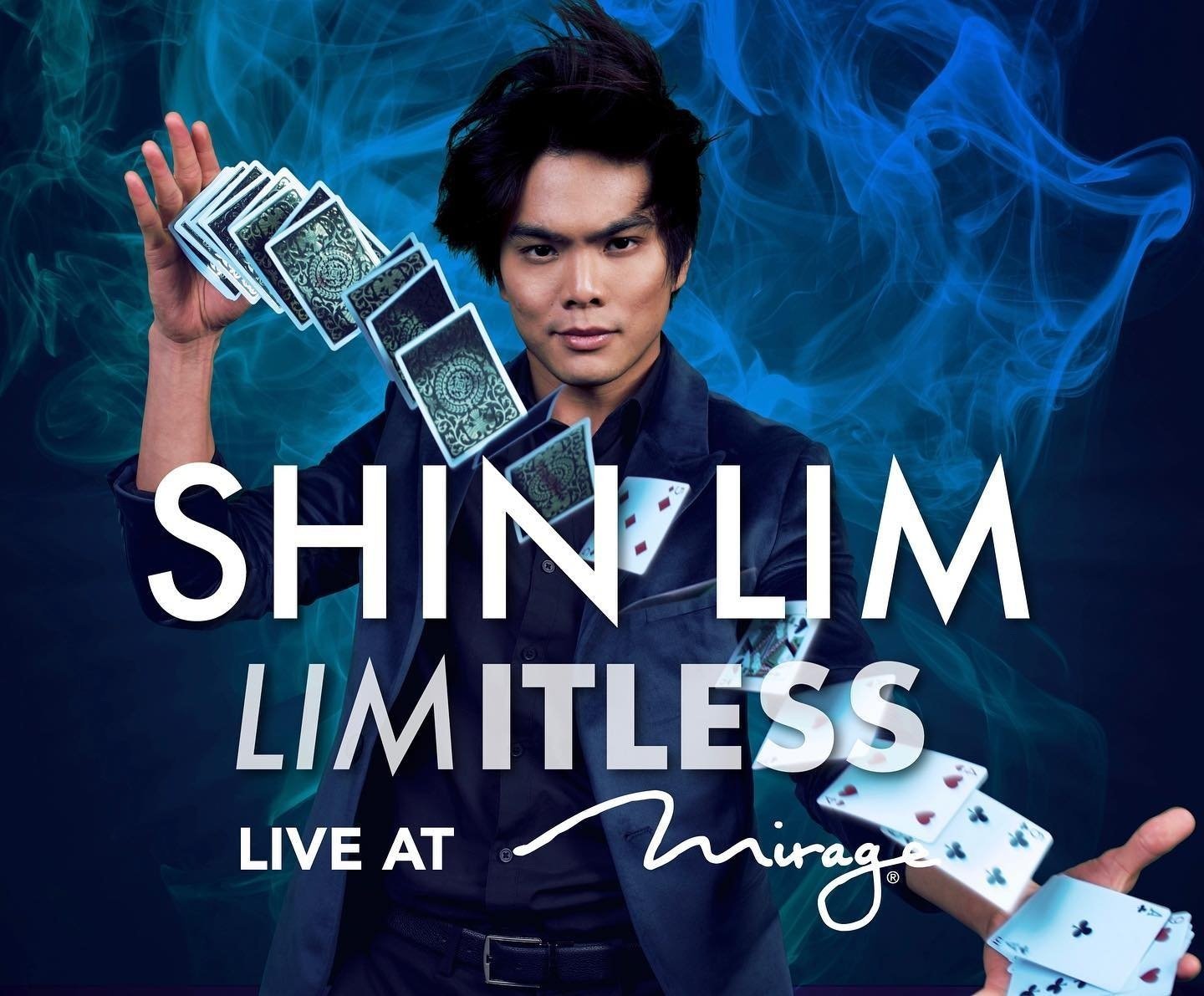 Illusionist Shin Lim is silhoutted onstage ahead of the reopening
