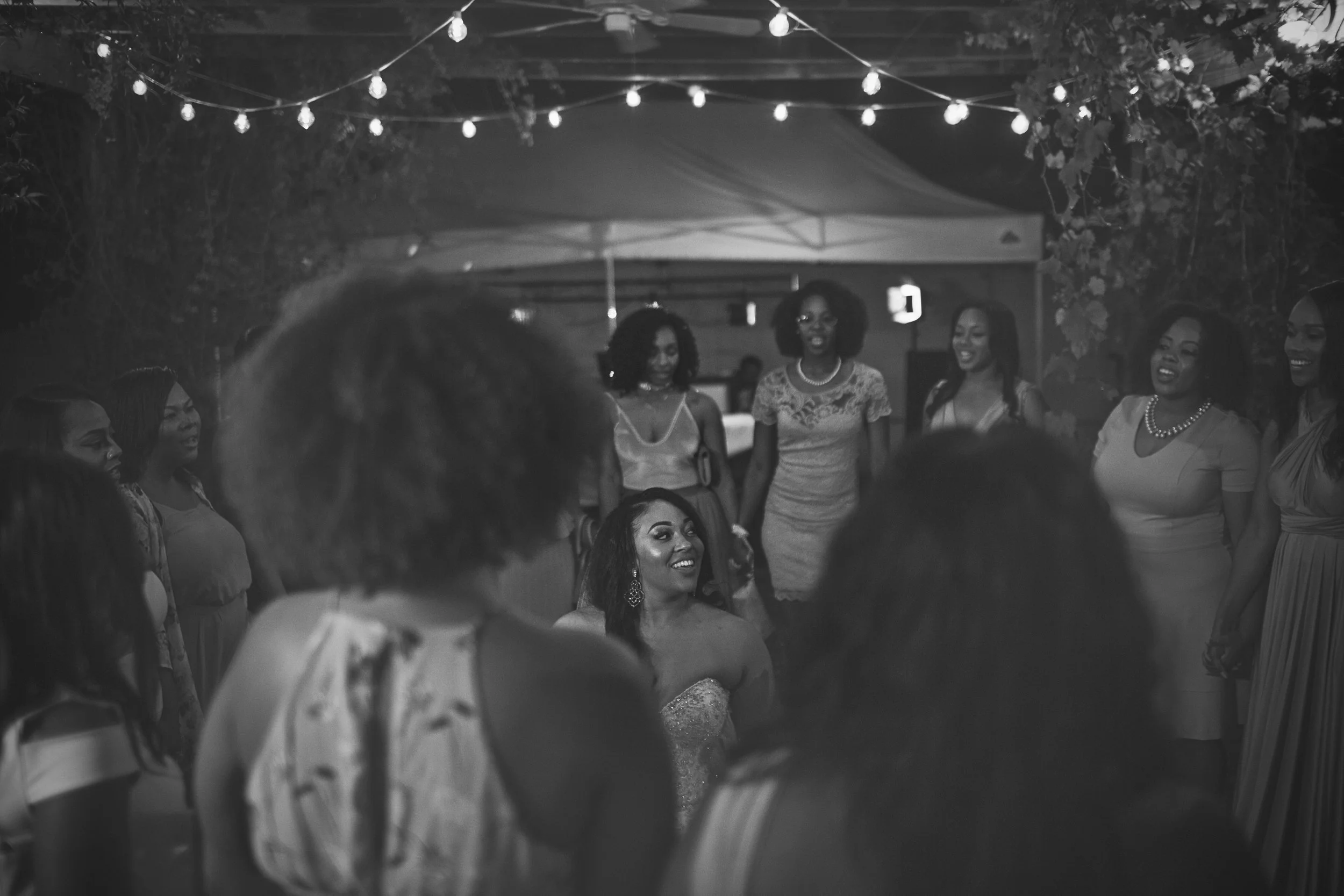 The sisters of Alpha Kappa Alpha sang a song of sisterhood for the beautiful bride! It was wonderful!