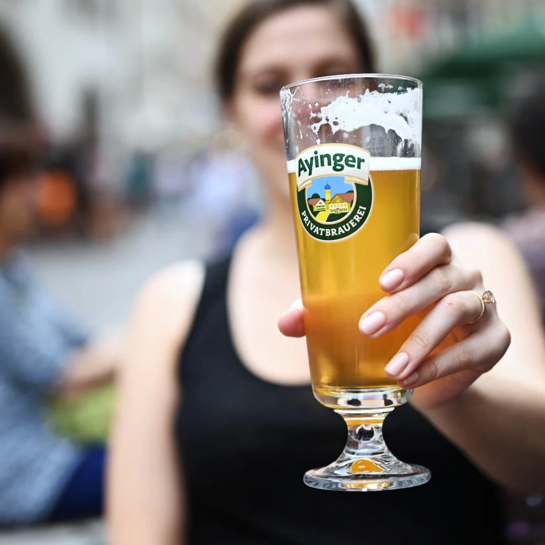 Sitting outside with a helles at the Ayinger Am Platzl