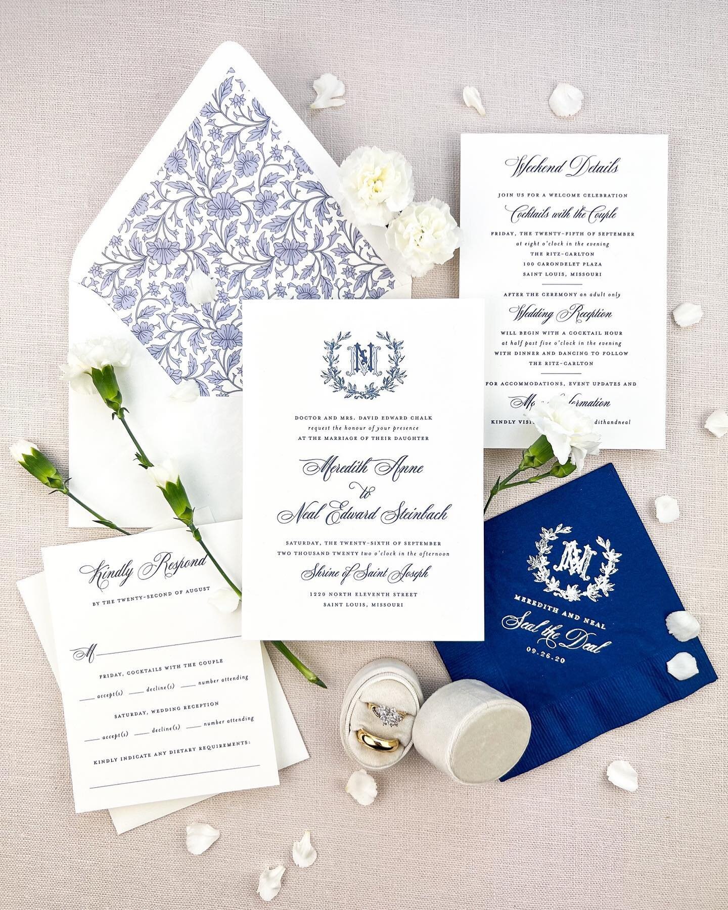 Well hello (navy) blue letterpressed beauty! 
&bull;
I love each and every single one of my clients, and especially cherish each opportunity to work with a family again. Just sent off the wedding invitation suite for the brother of this past bride. I