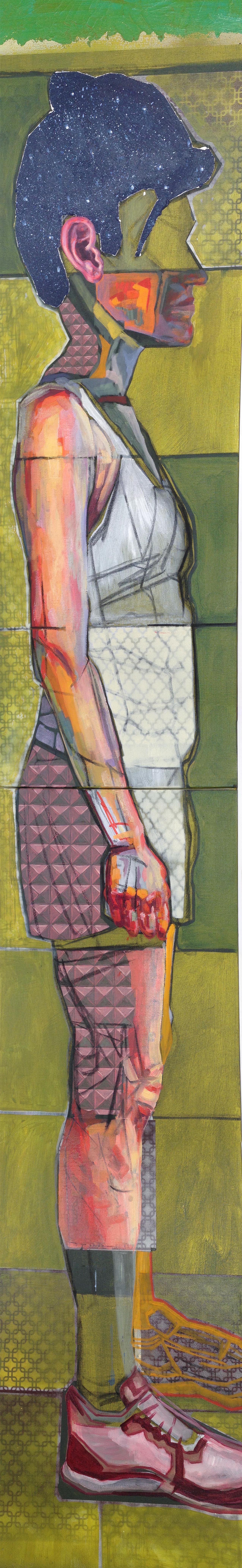 No Wading, In Profile (diptych) | oil, acrylic, aerosol, charcoal on canvas | 6' x 1' | (SOLD)