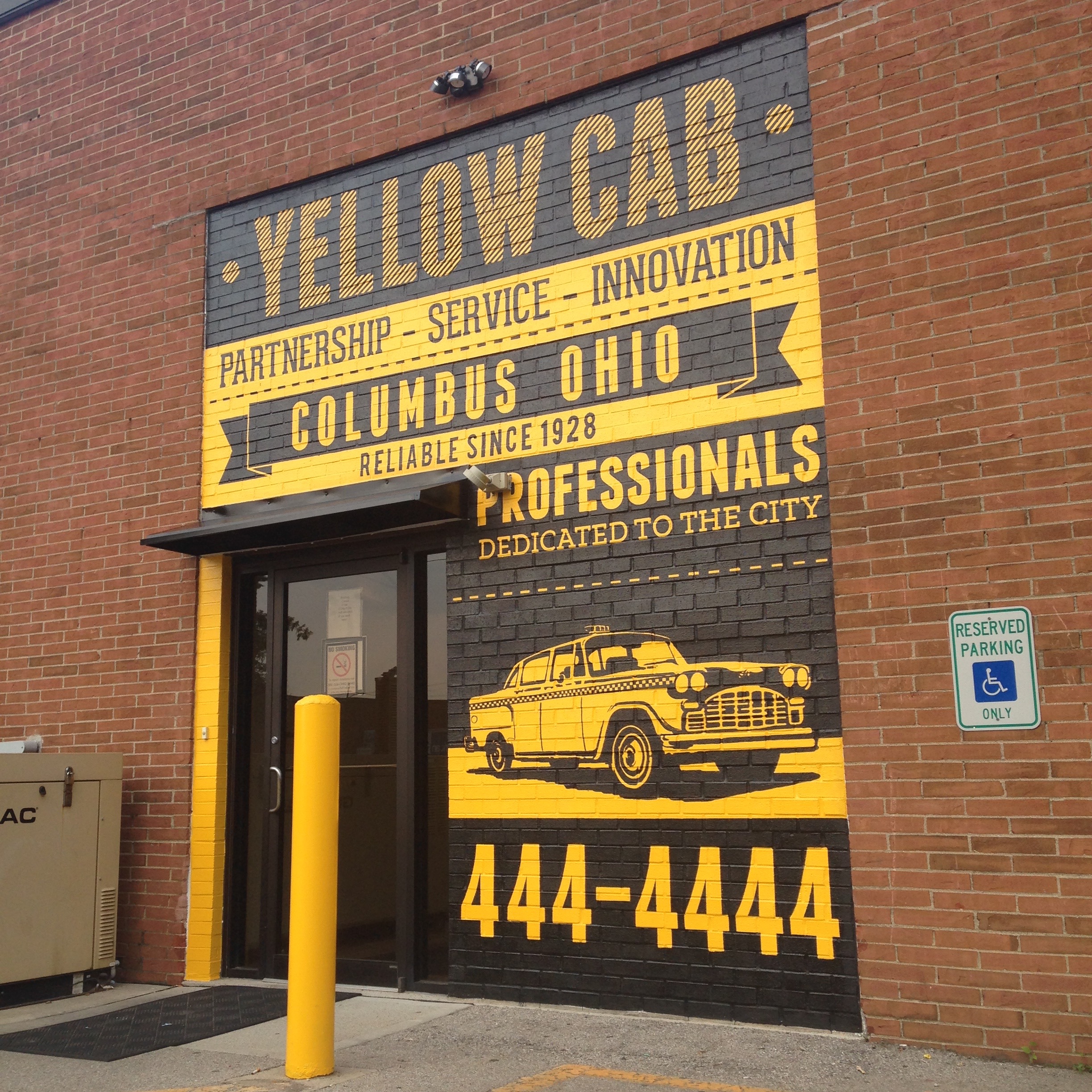 Hand Painted Informational Mural | Collaboration with Andrew Kern | Oil-Based Enamel | Yellow Cab Company | Columbus, OH