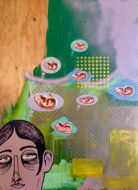 Untitled | collaboration with Chris Cropper | acrylic, oil, aerosol on canvas | 40" x 30"