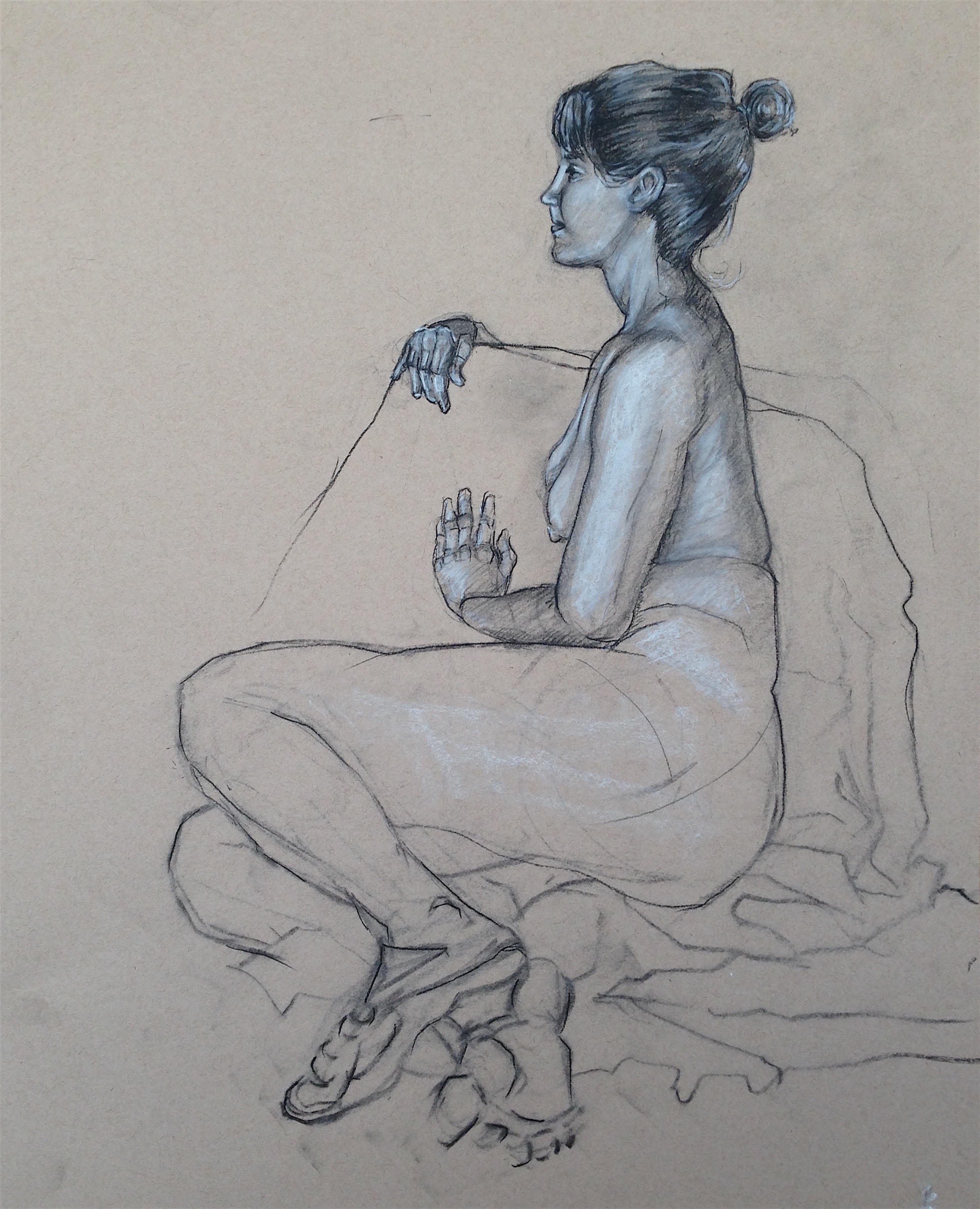 Nude Figure Study | Charcoal on Paper | 24" x 18" 