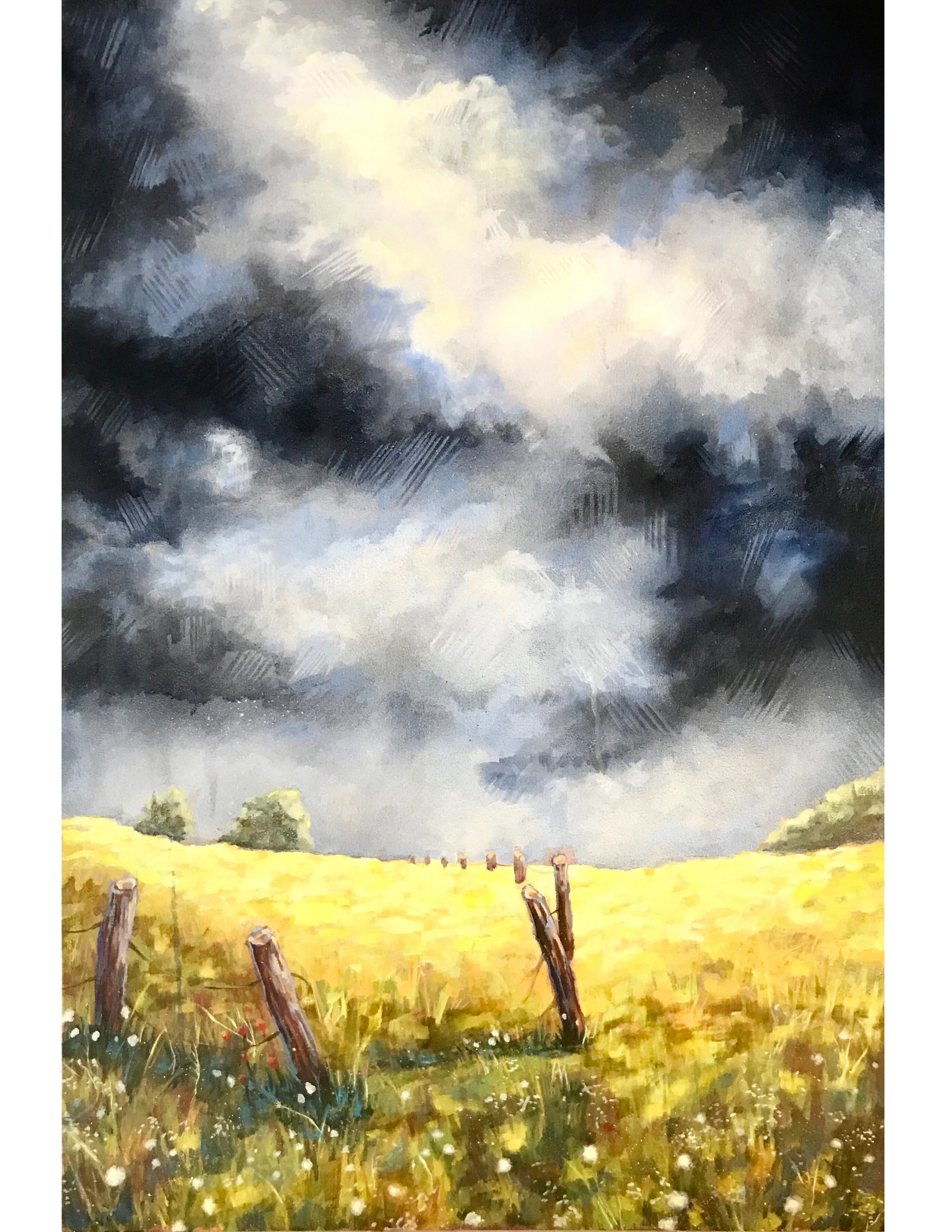Stormy Skies | oil and aerosol on canvas | 48" x 36" | private commission